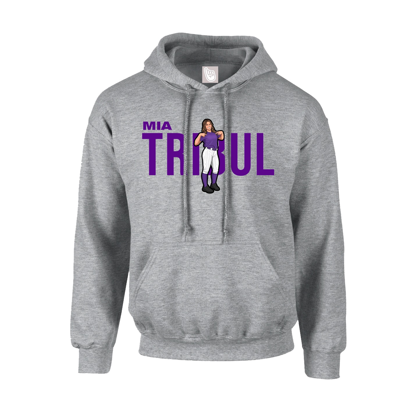 Hoodie — Player Name in Grey