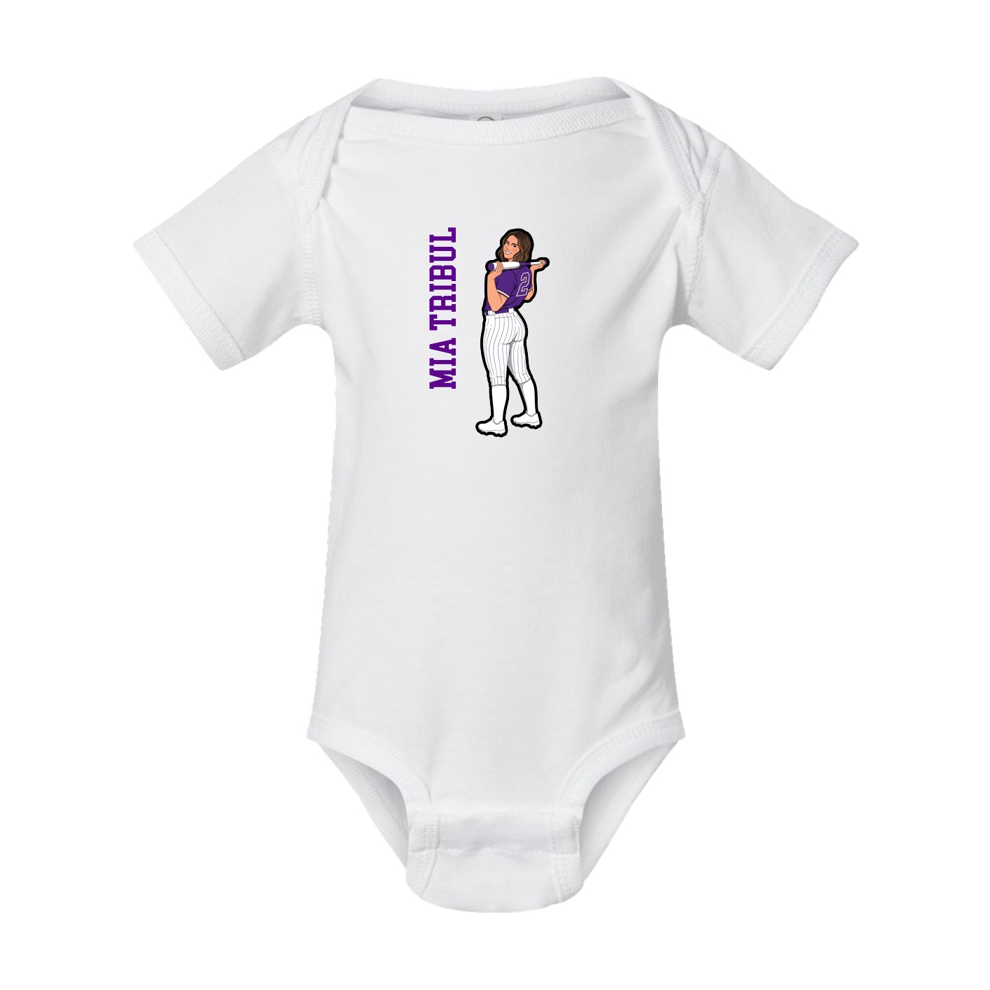 Baby Onesie — Name Vertical in White