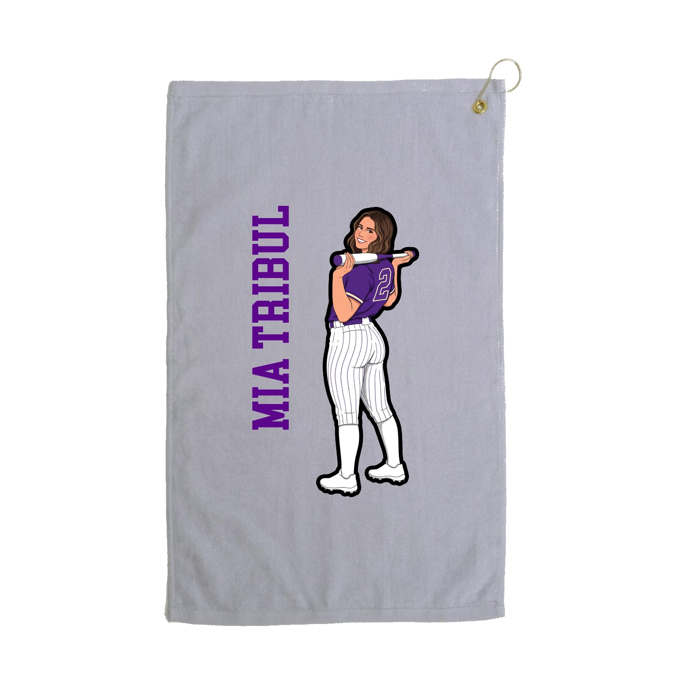 Golf Towel — Name Vertical in Grey