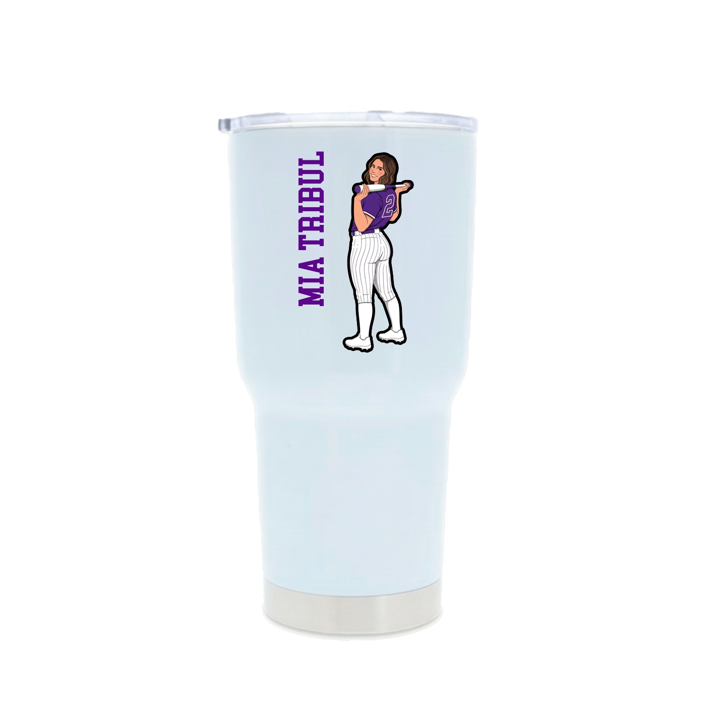 30oz Stainless Steel Tumbler — Name Vertical in White