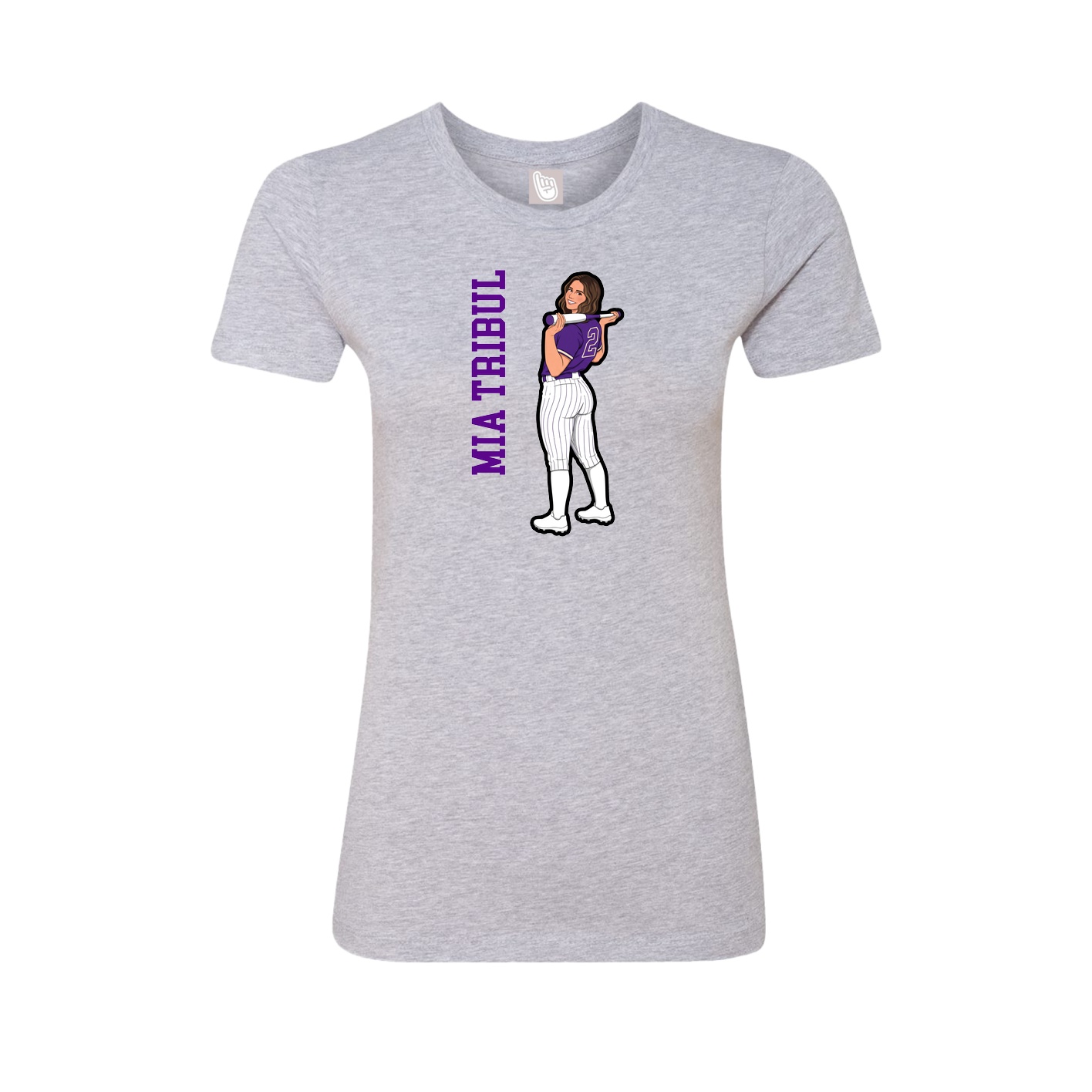 Fitted Women's Tee — Name Vertical in Grey