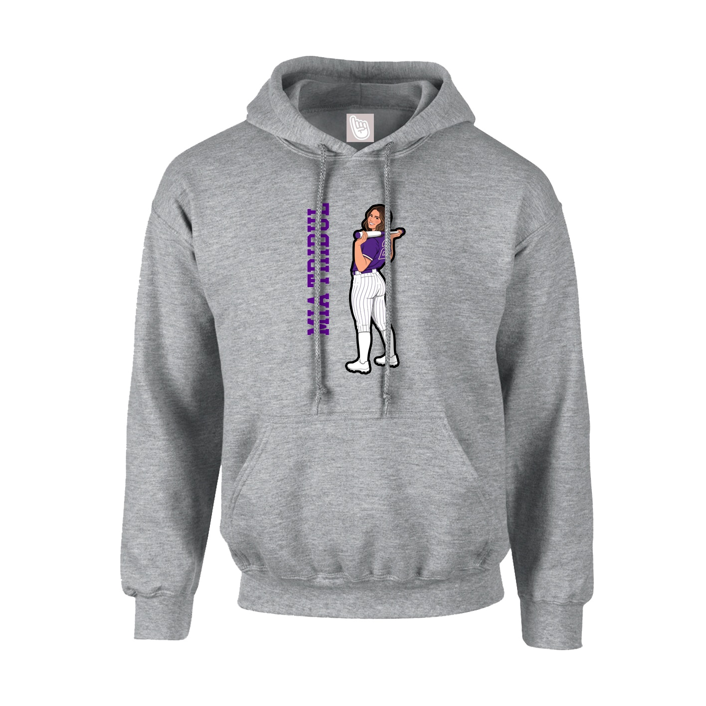 Youth Hoodie — Name Vertical in Grey