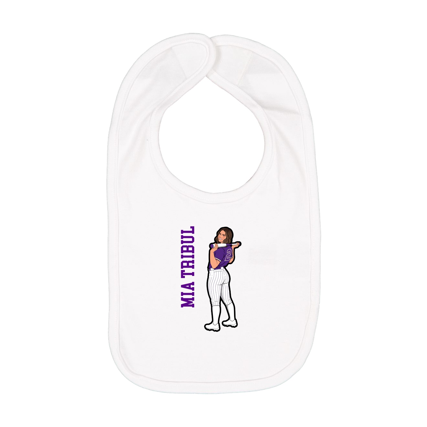Infant Bib — Name Vertical in White