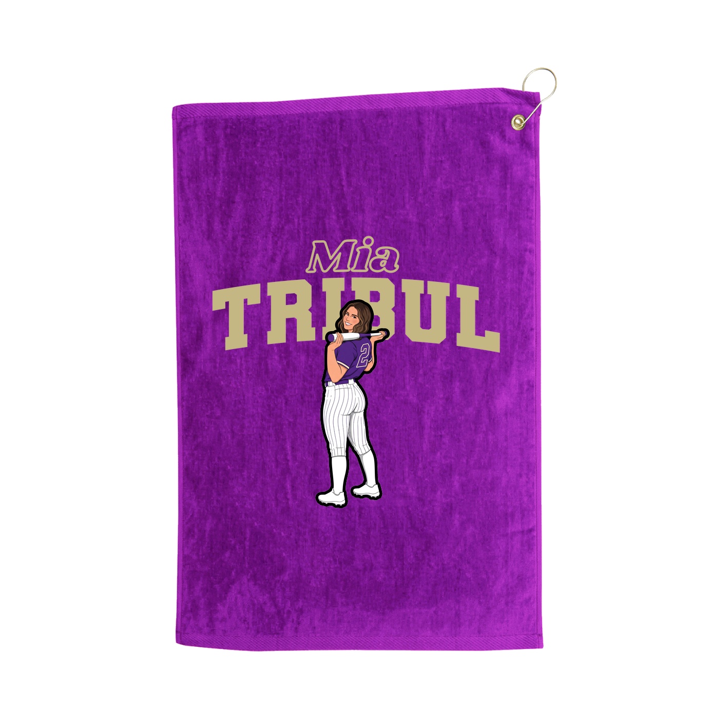 Golf Towel — Name Arch in Purple