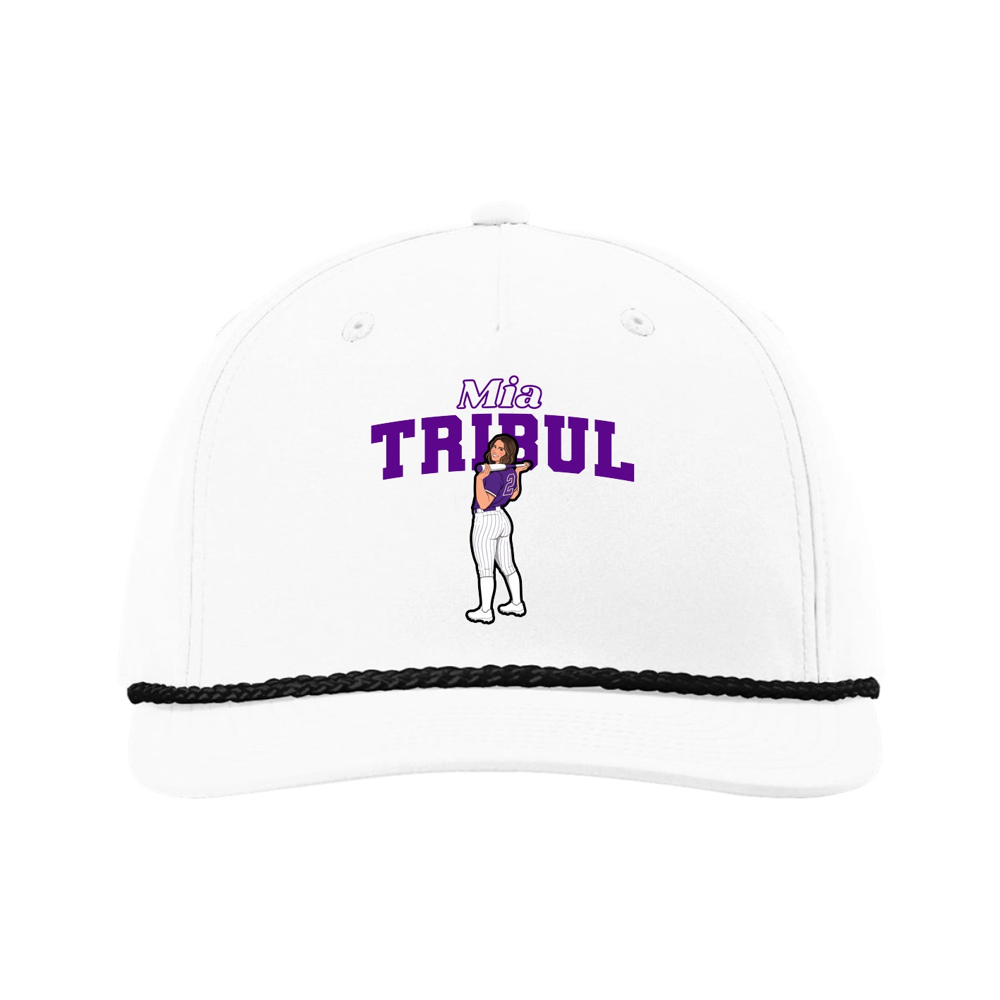 Five-Panel Classic Rope Cap — Name Arch in White