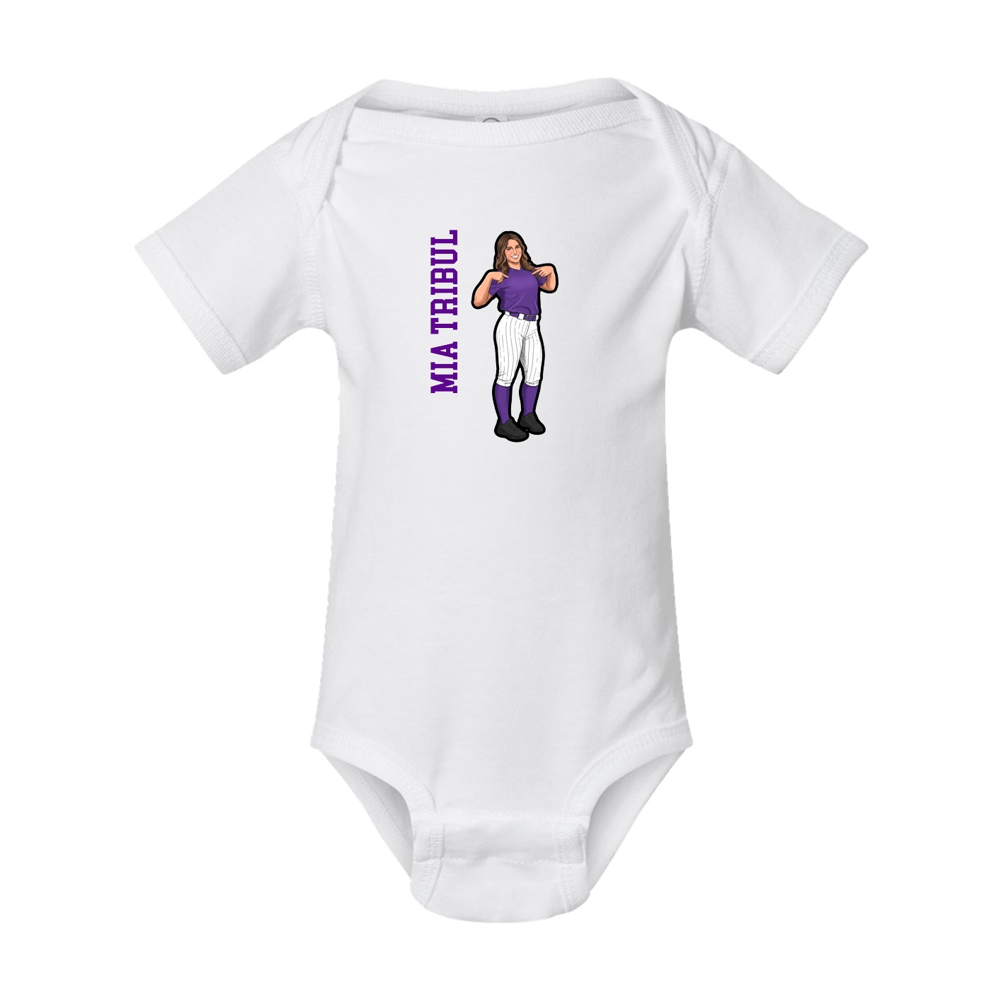 Baby Onesie — Name Vertical in White