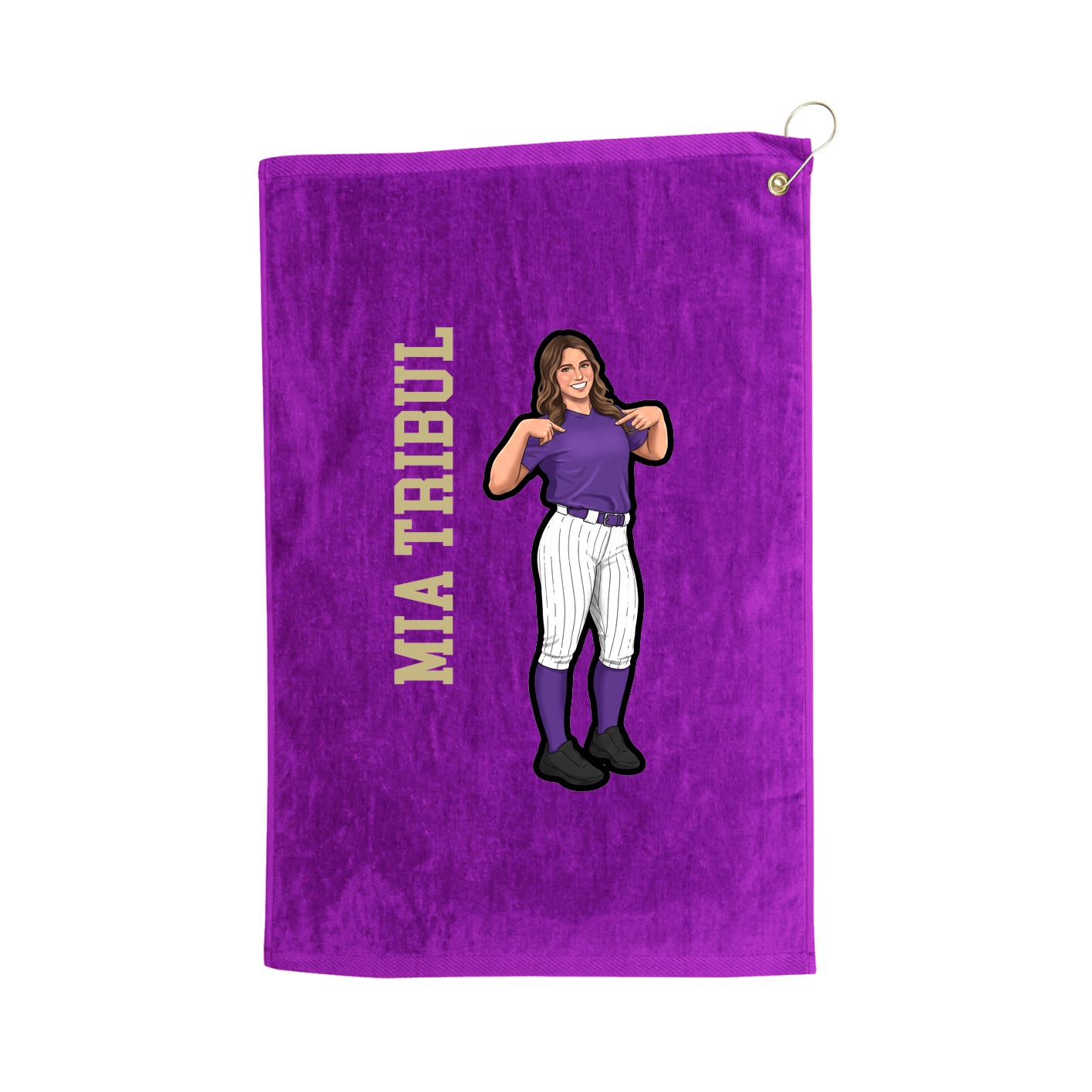 Golf Towel — Name Vertical in Purple