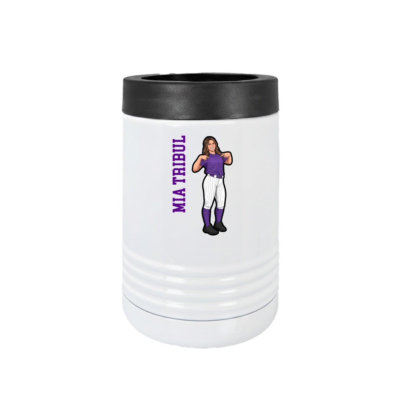 Beverage Holder — Name Vertical in White