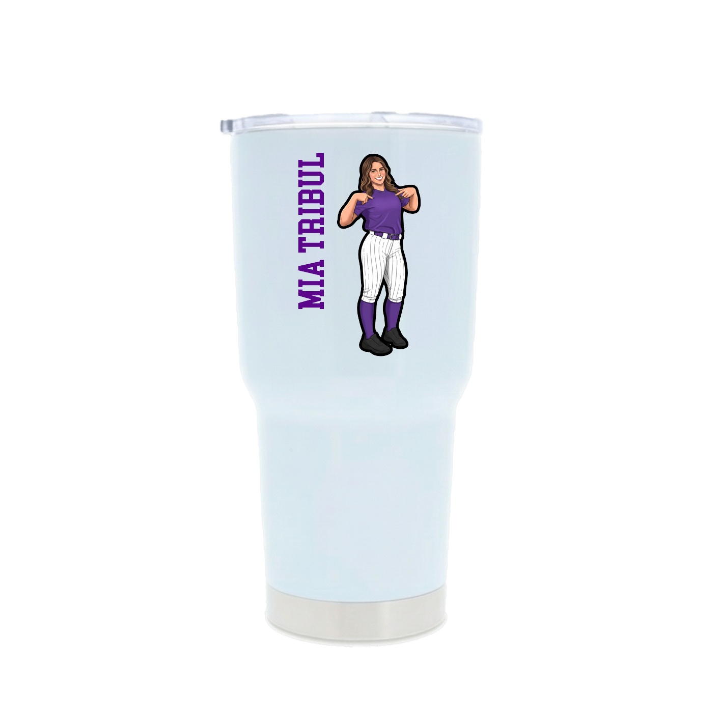 30oz Stainless Steel Tumbler — Name Vertical in White