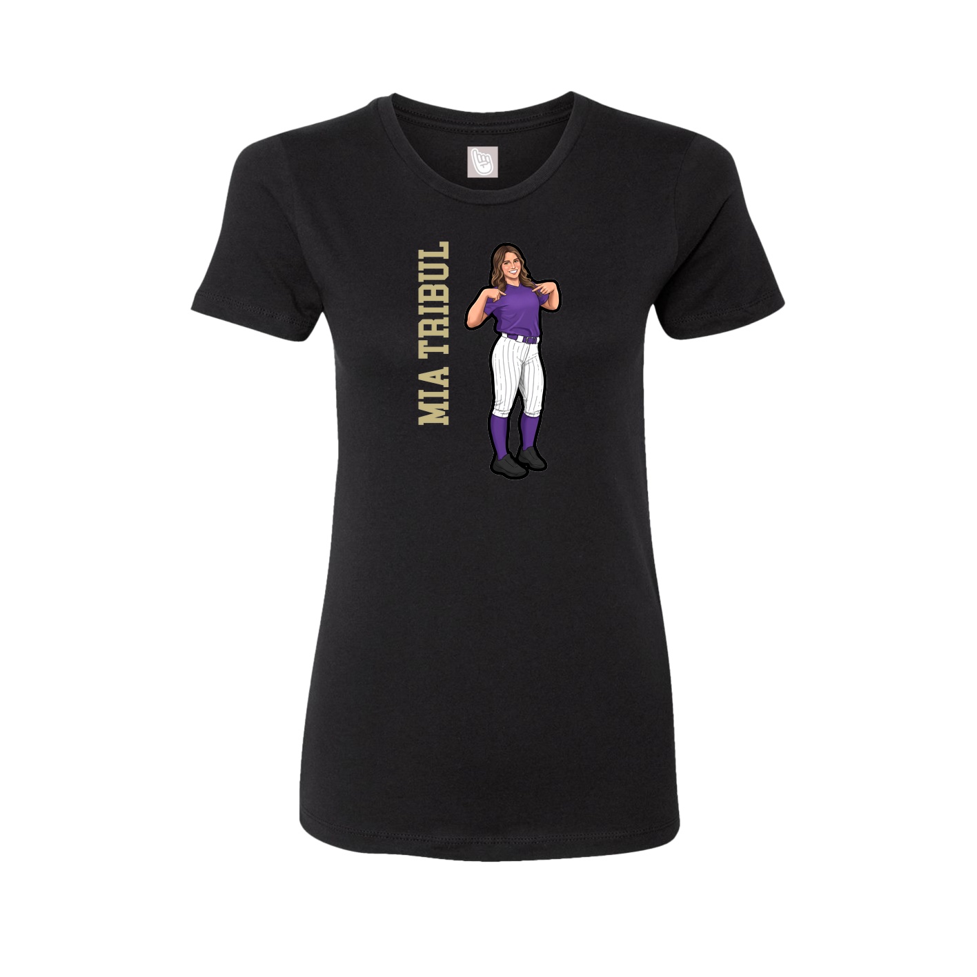 Fitted Women's Tee — Name Vertical in Black