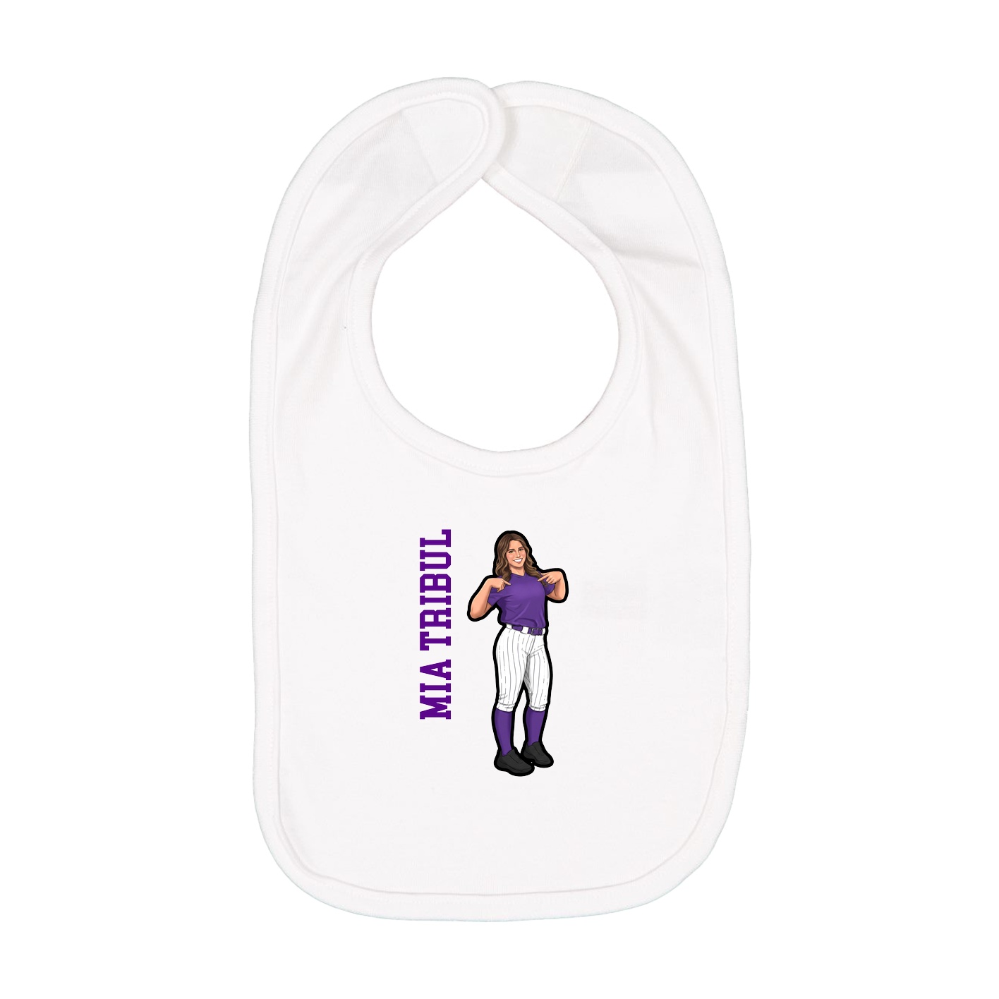 Infant Bib — Name Vertical in White
