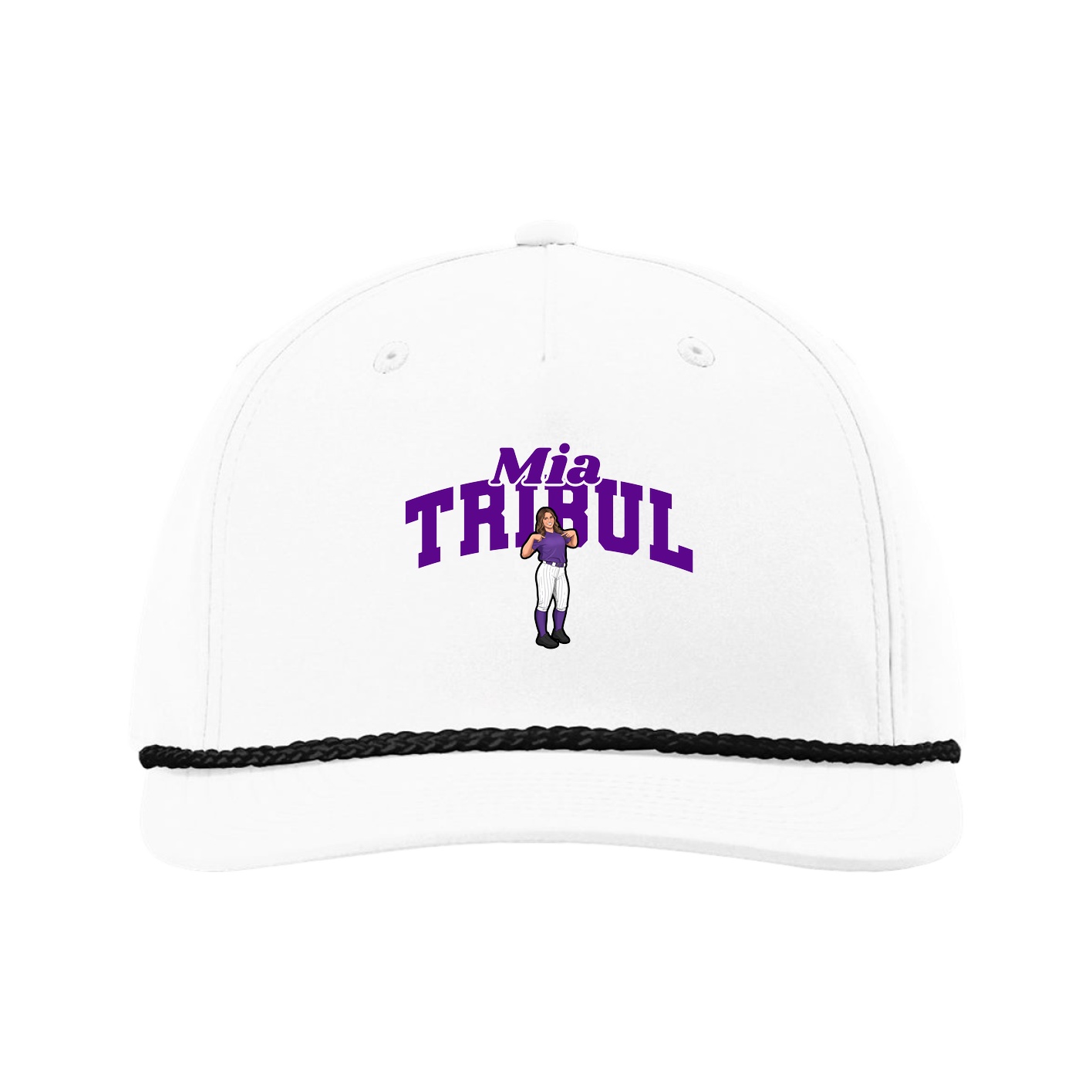 Five-Panel Classic Rope Cap — Signature Arch in White
