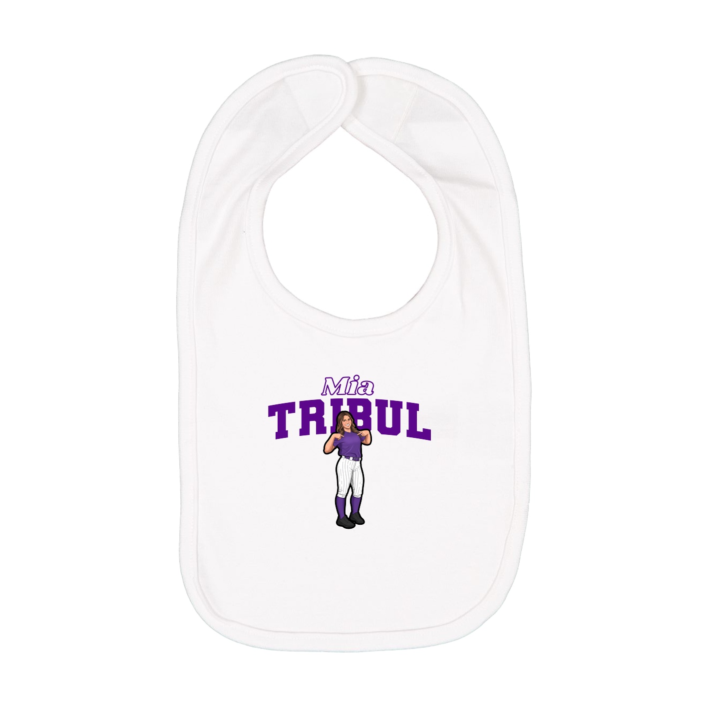 Infant Bib — Name Arch in White