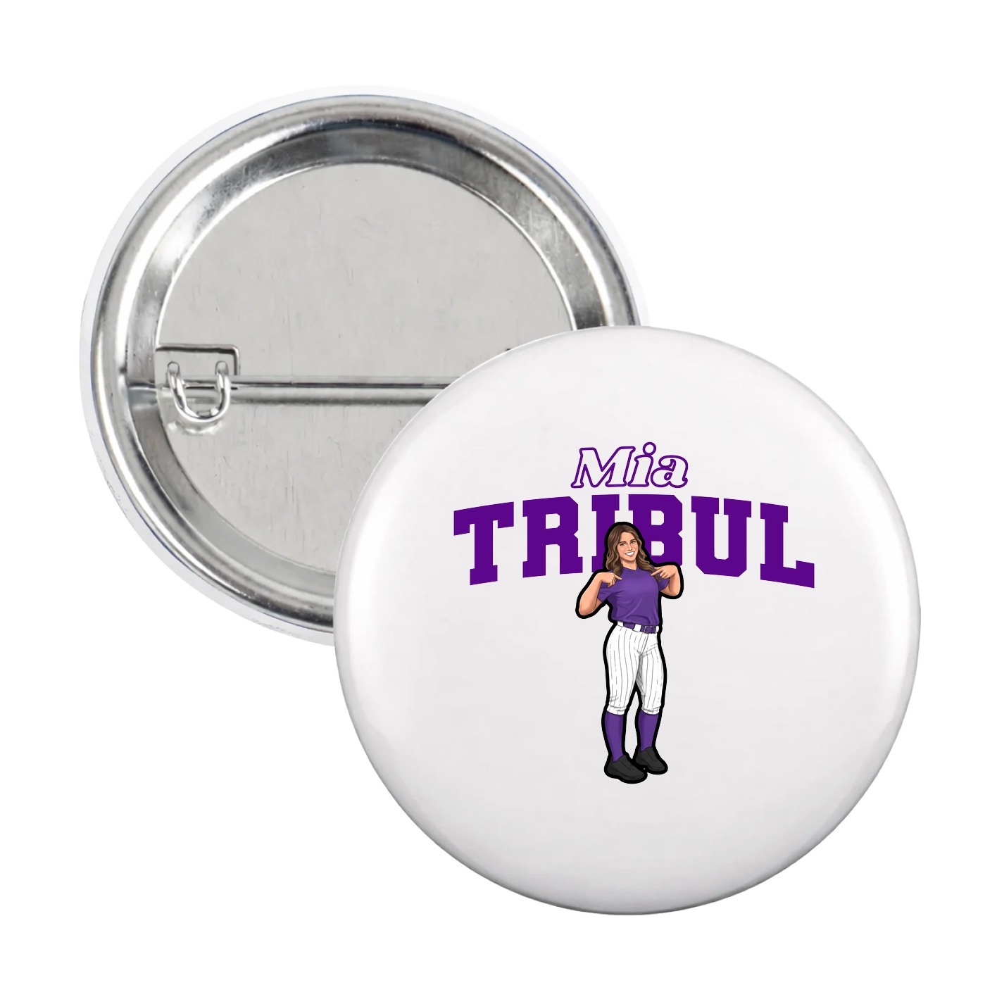 Game Day Button — Name Arch in White