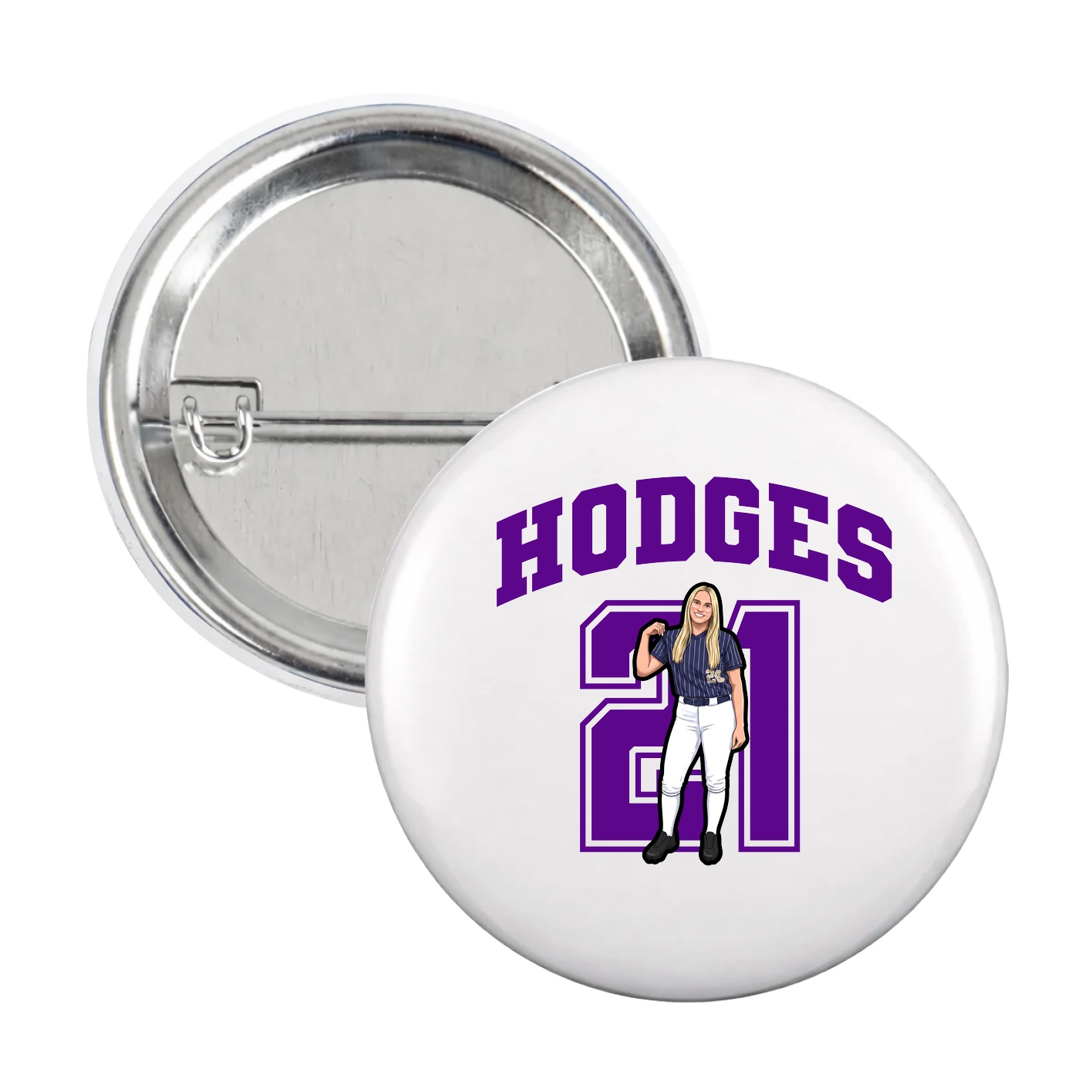 Game Day Button — Number in White