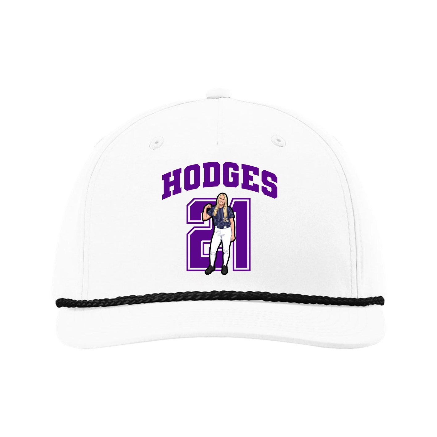 Five-Panel Classic Rope Cap — Number in White