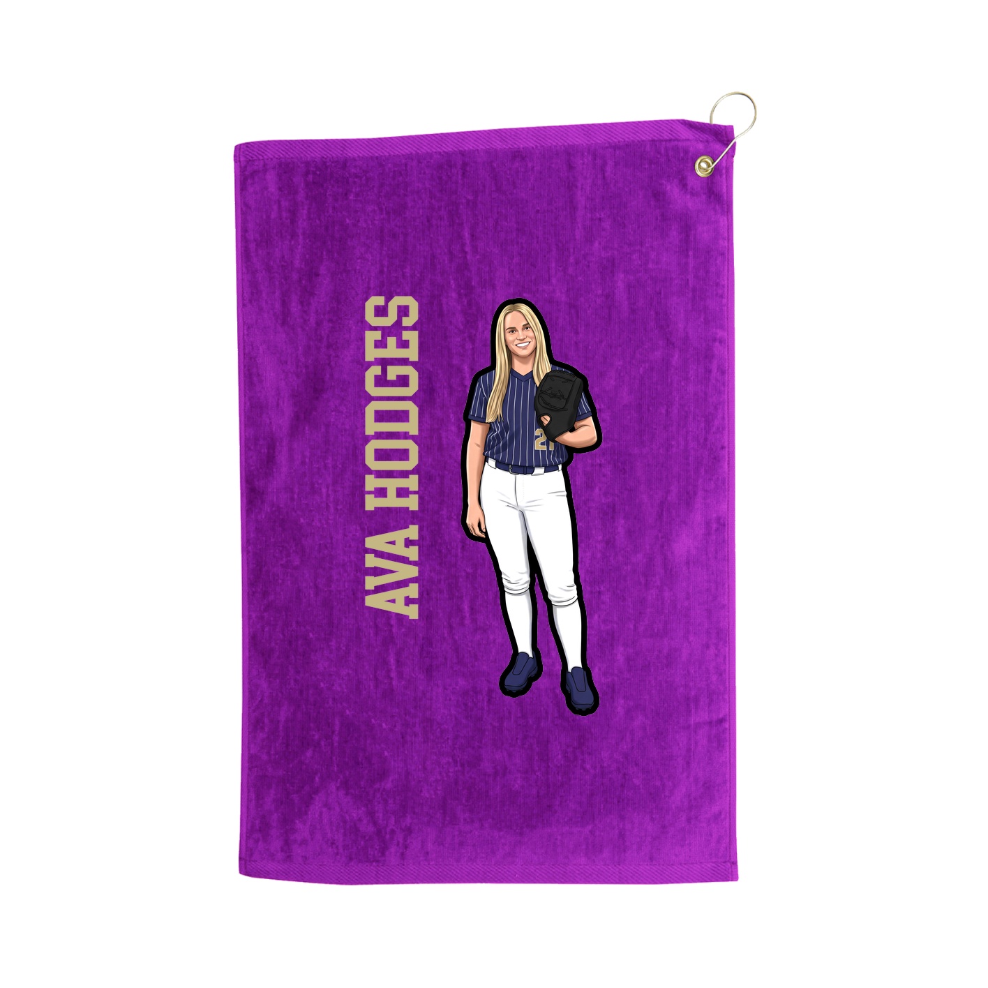 Golf Towel — Name Vertical in Purple