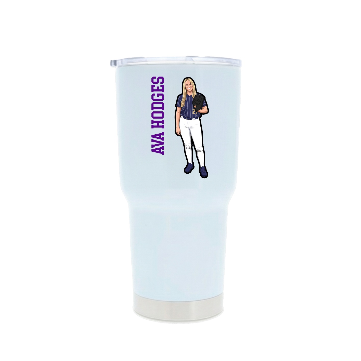 30oz Stainless Steel Tumbler — Name Vertical in White