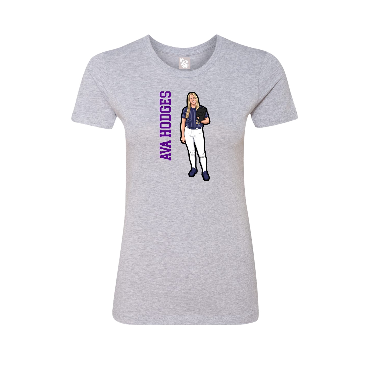 Fitted Women's Tee — Name Vertical in Grey