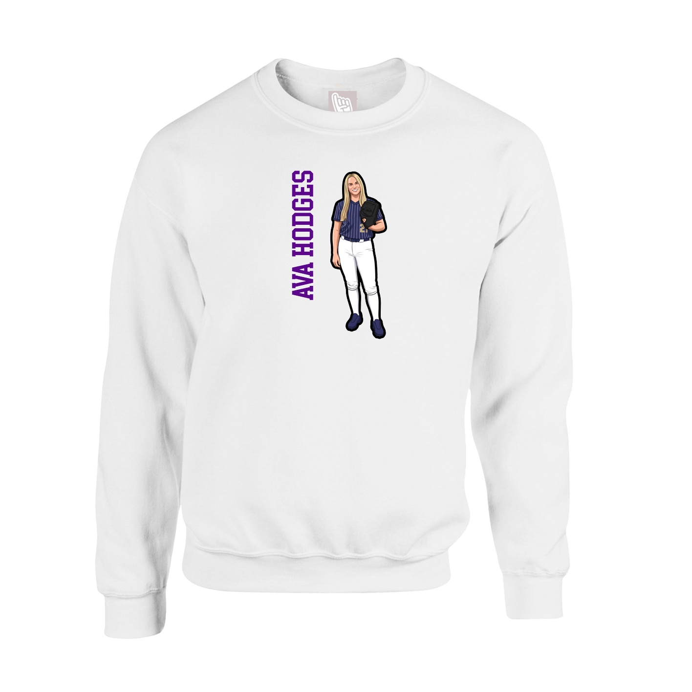 Fleece Crew — Name Vertical in White