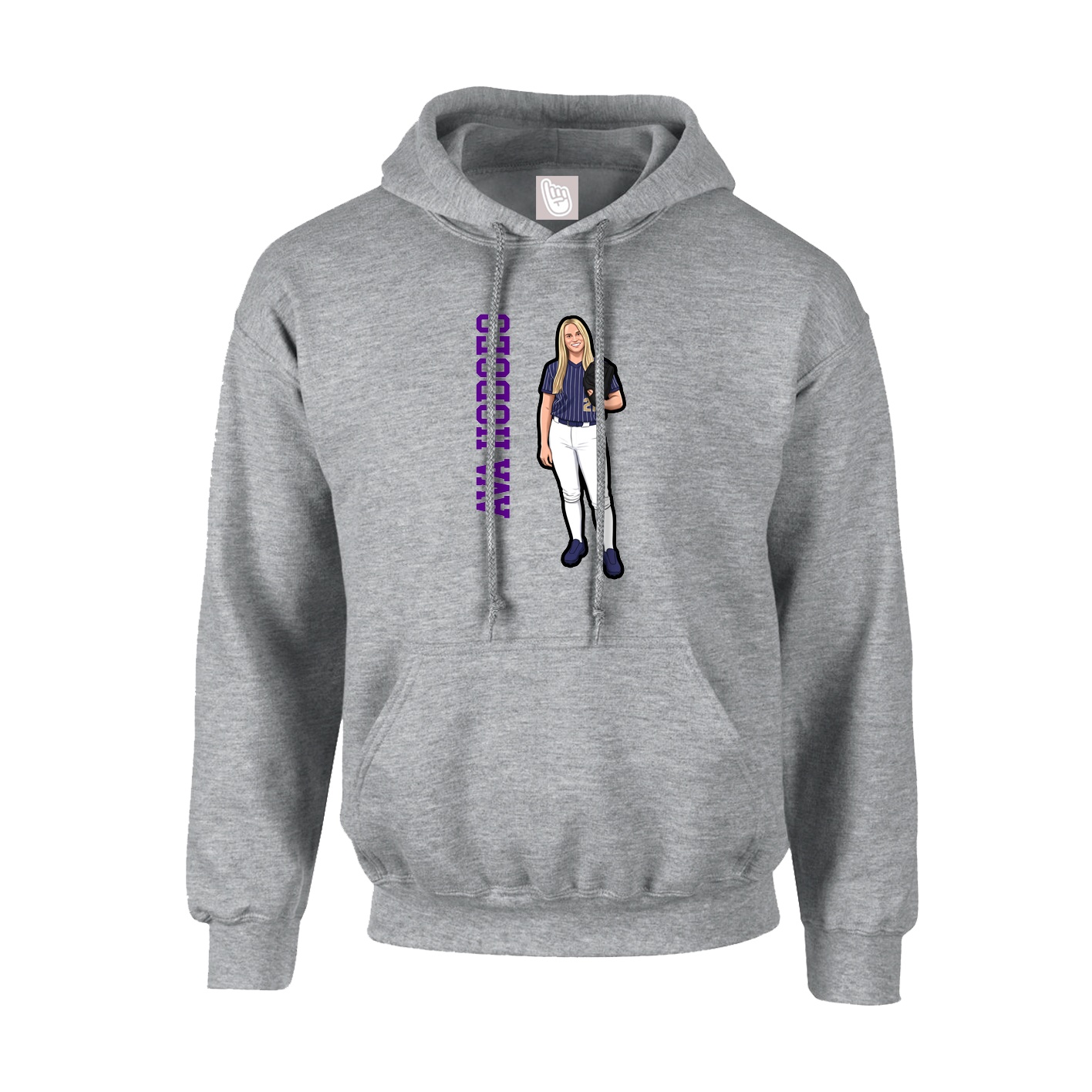 Youth Hoodie — Name Vertical in Grey