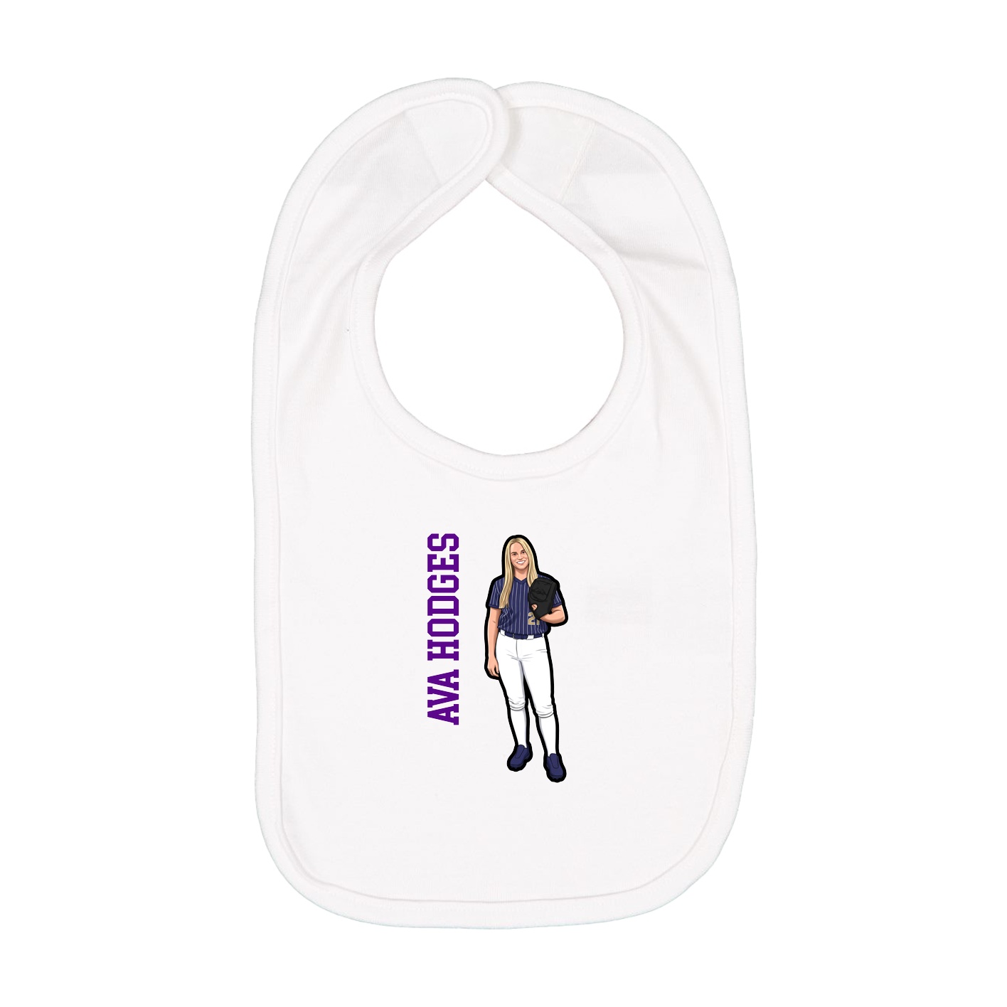 Infant Bib — Name Vertical in White