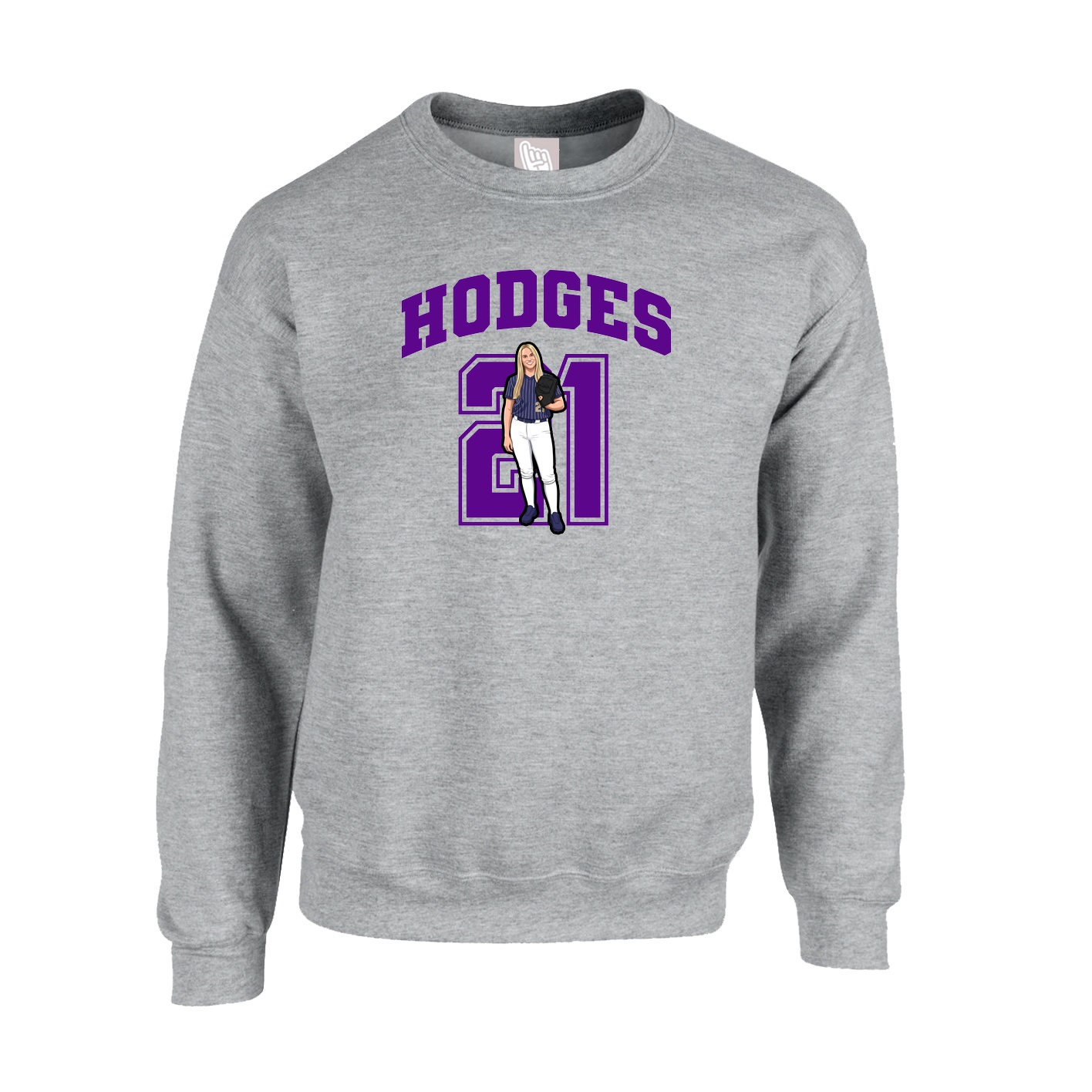 Fleece Crew — Number in Grey