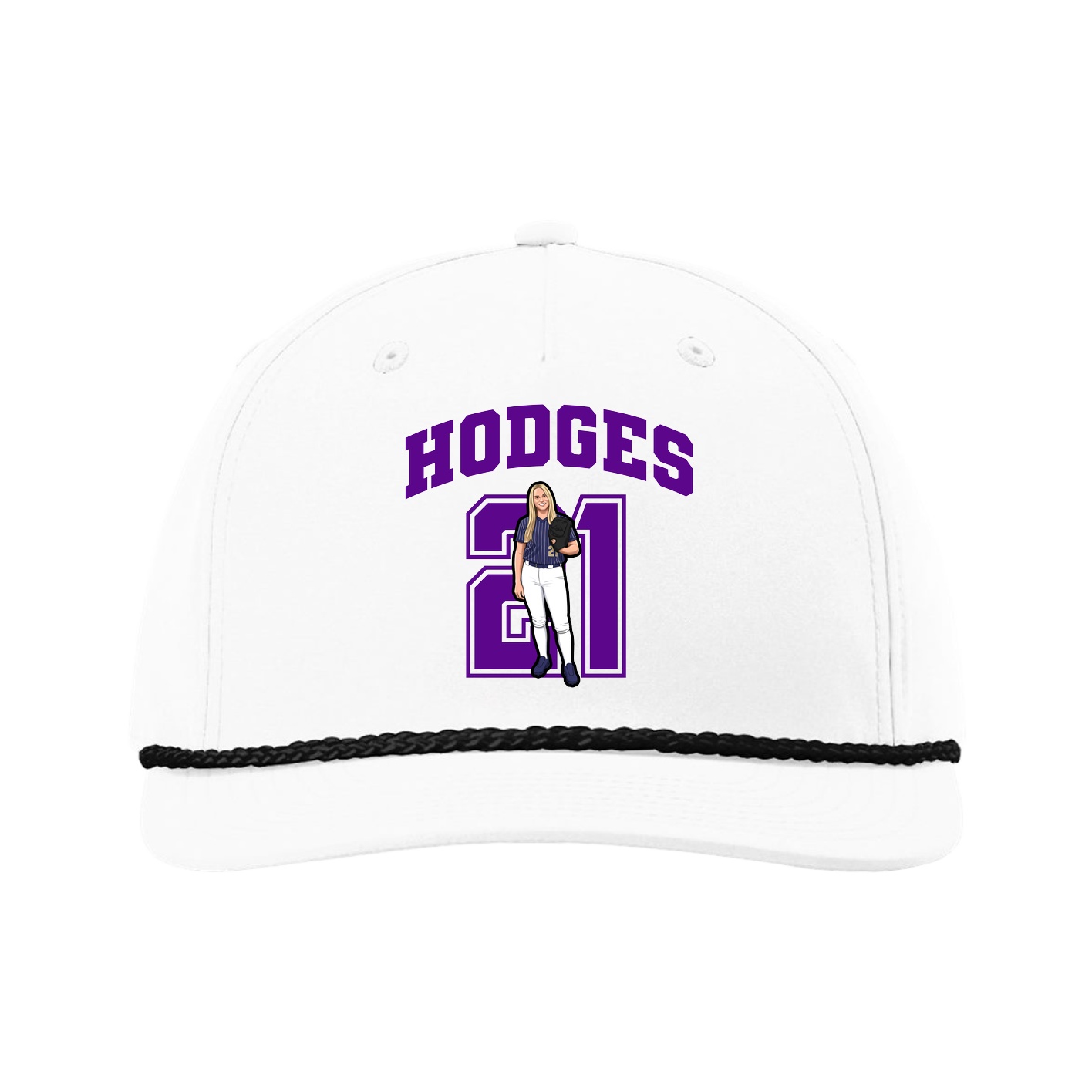 Five-Panel Classic Rope Cap — Number in White