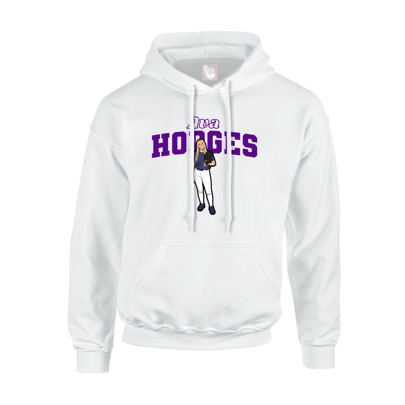 Youth Hoodie — Name Arch in White
