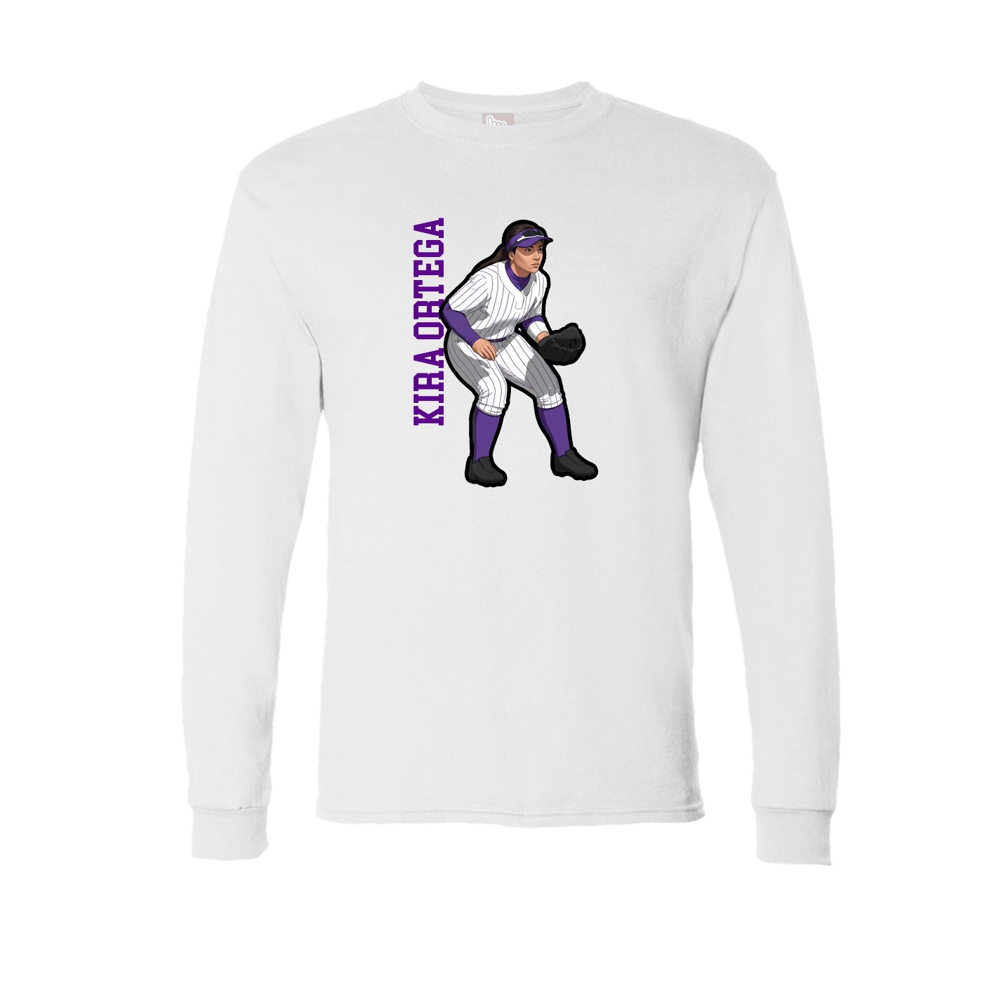 Long Sleeve Tee — Name Vertical in White