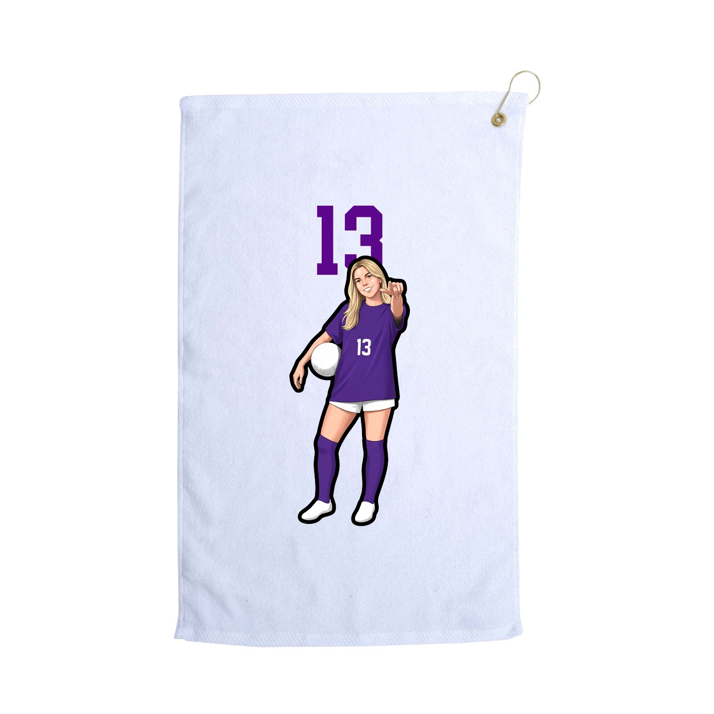 Golf Towel — Number Top in White