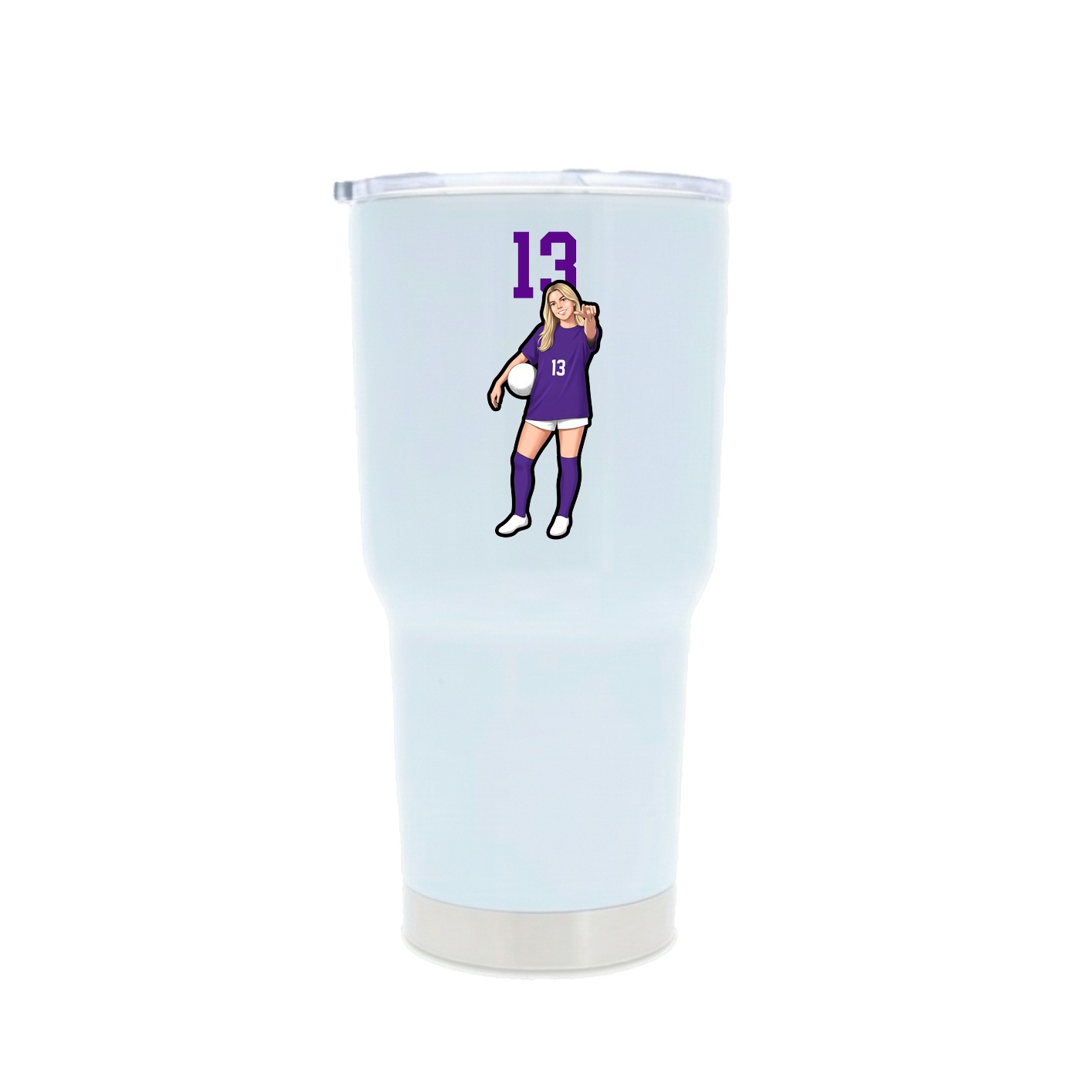 30oz Stainless Steel Tumbler — Number Top in White