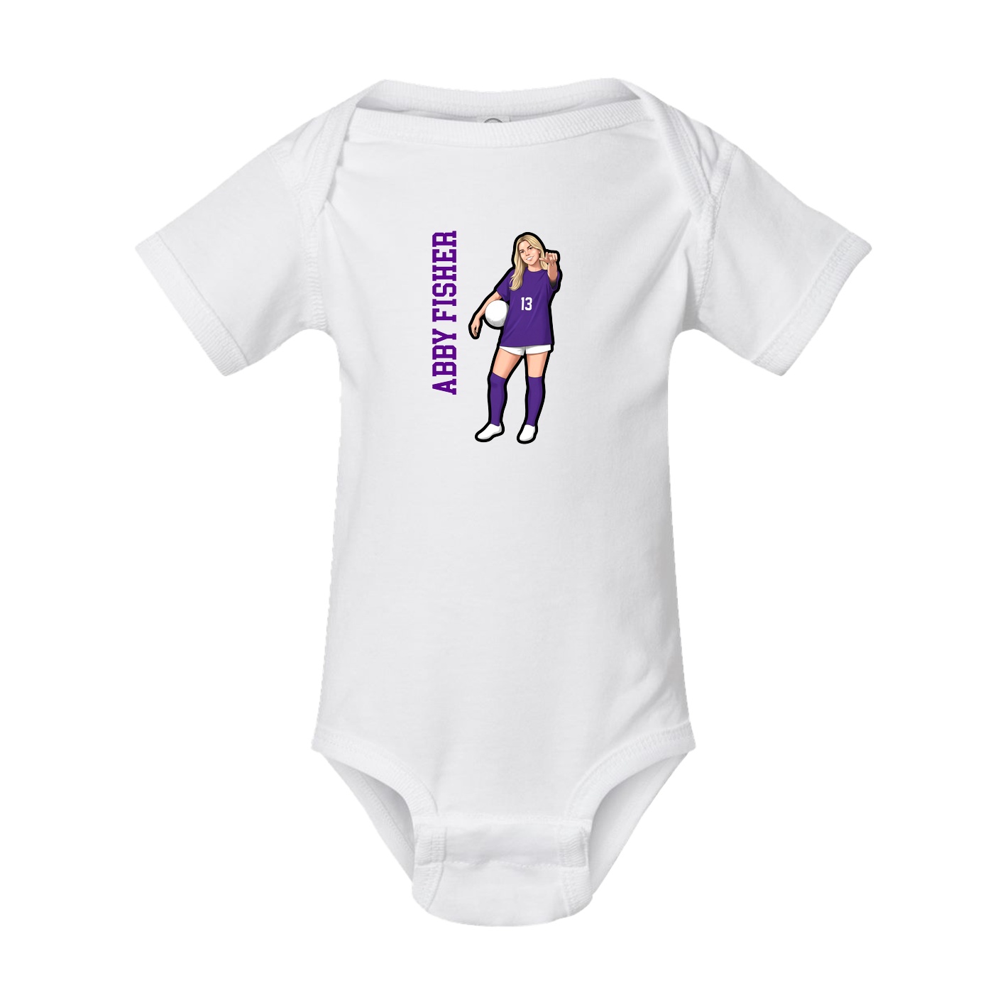 Baby Onesie — Name Vertical in White