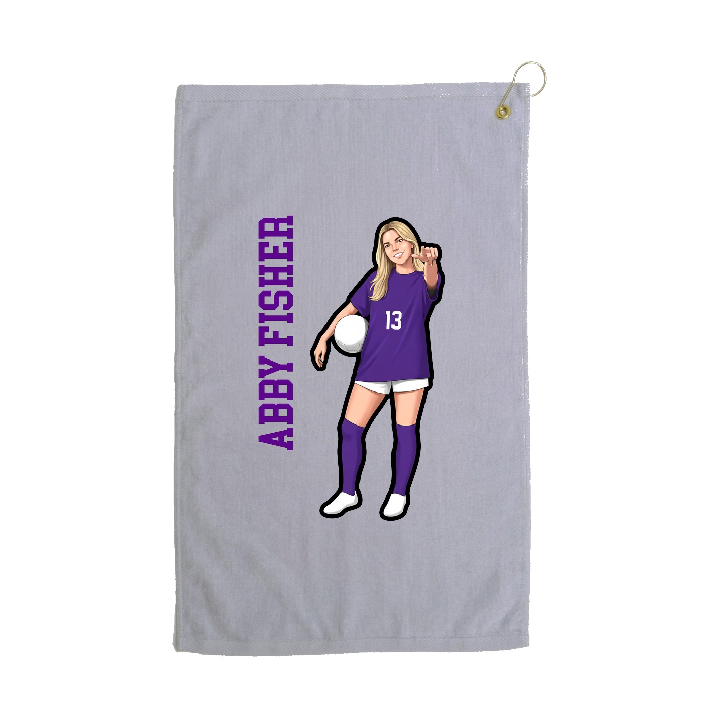 Golf Towel — Name Vertical in Grey