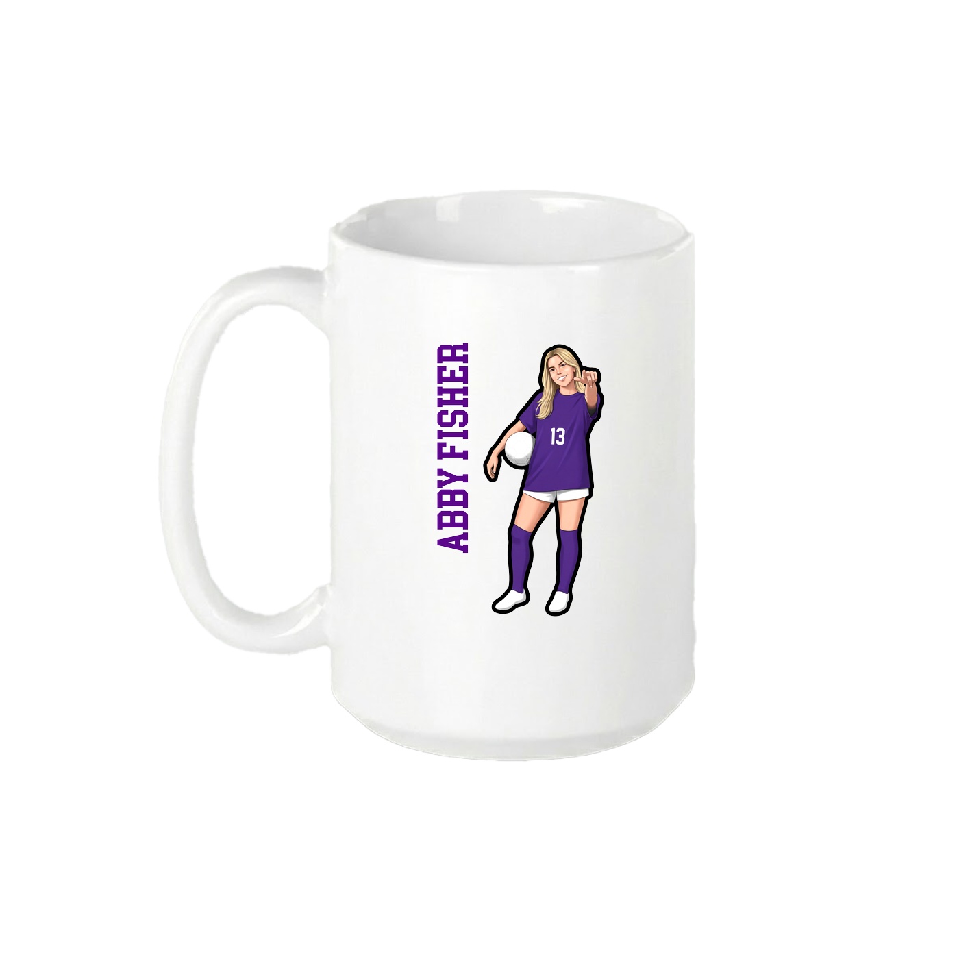 15oz Coffee Mug — Name Vertical in White