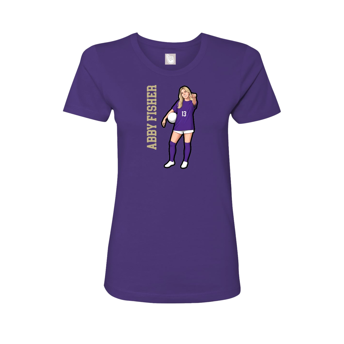 Fitted Women's Tee — Name Vertical in Purple