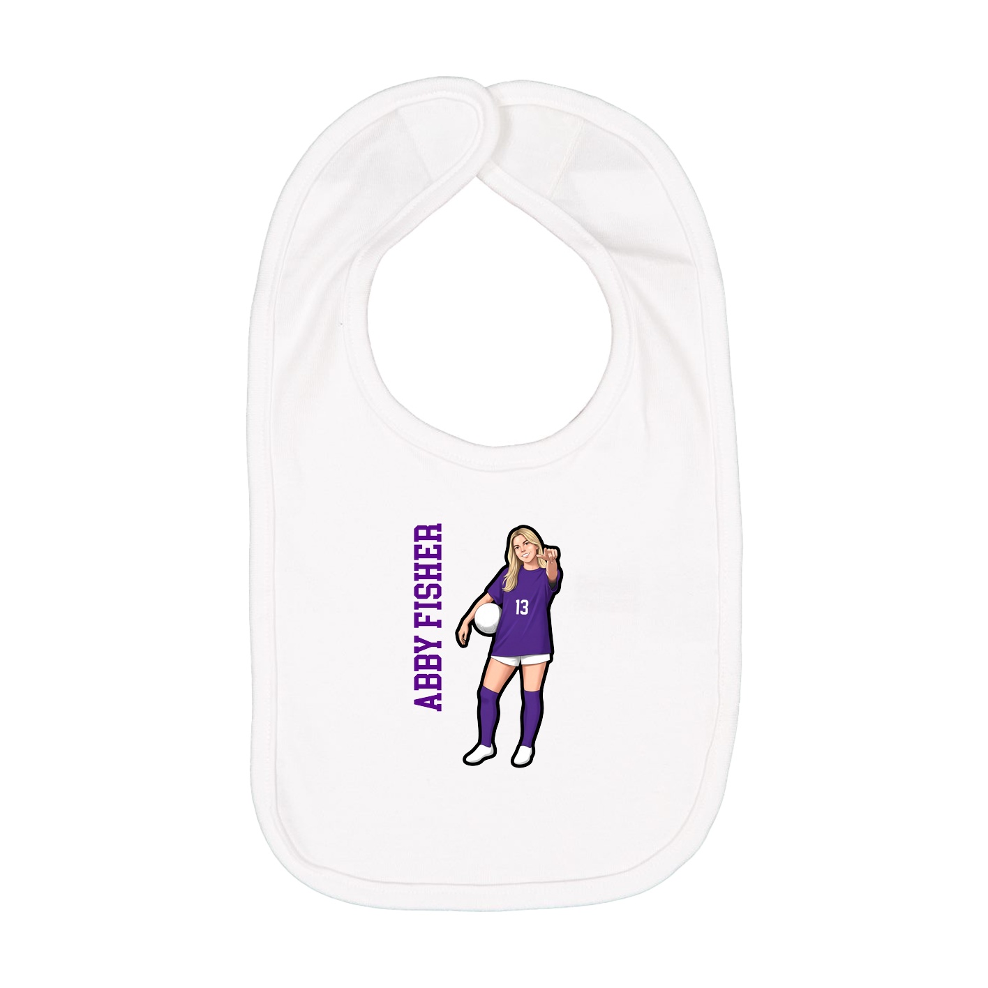 Infant Bib — Name Vertical in White