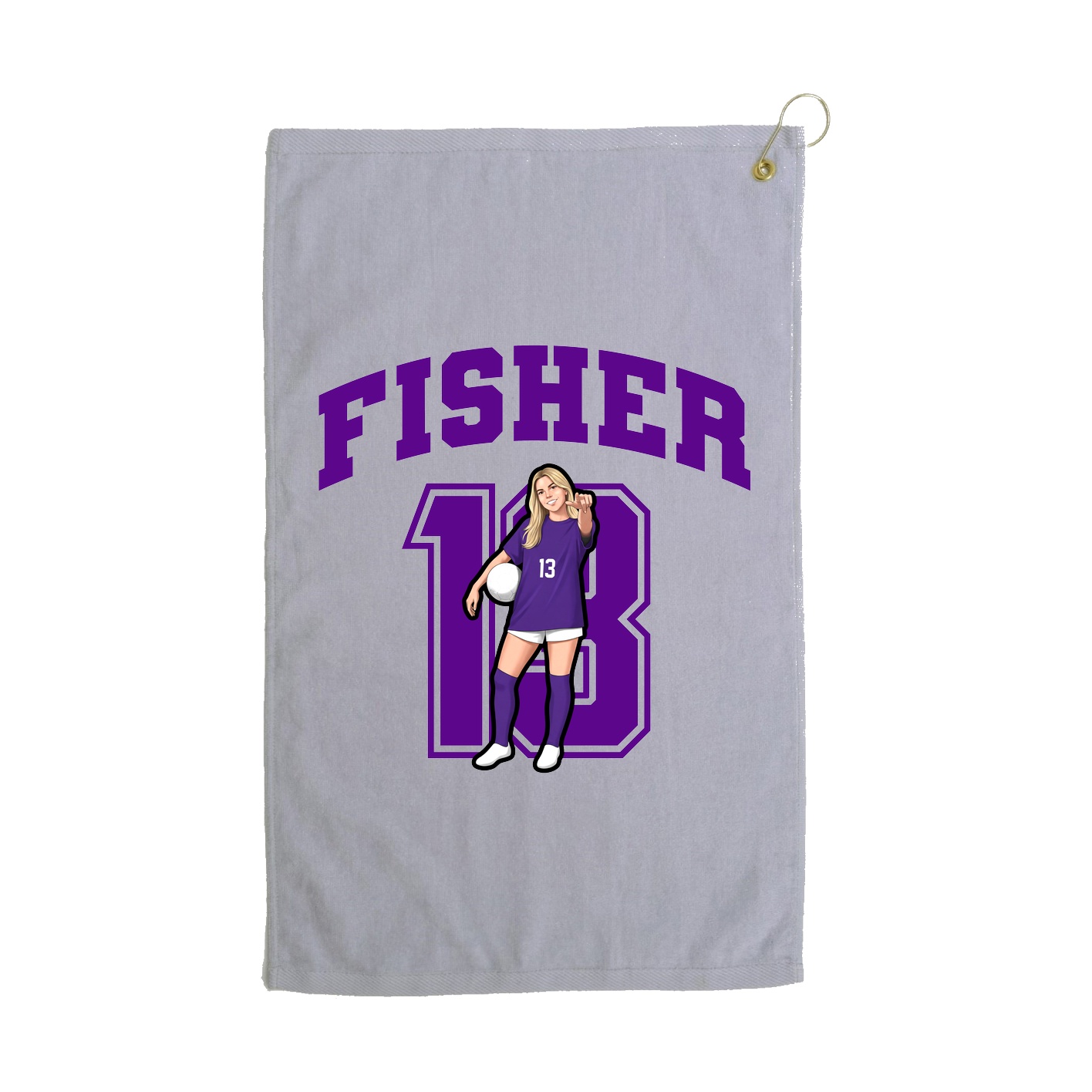 Golf Towel — Number in Grey