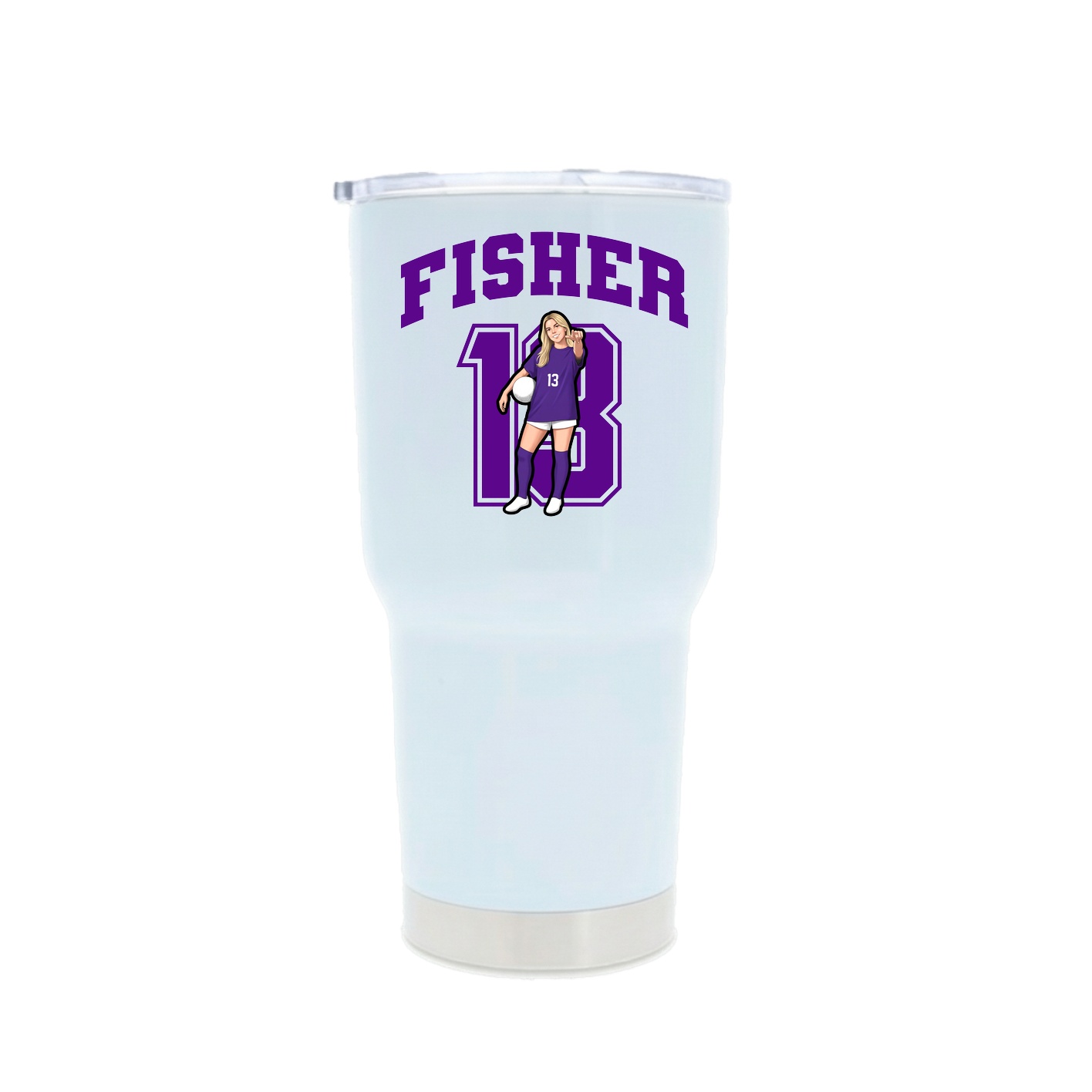 30oz Stainless Steel Tumbler — Number in White