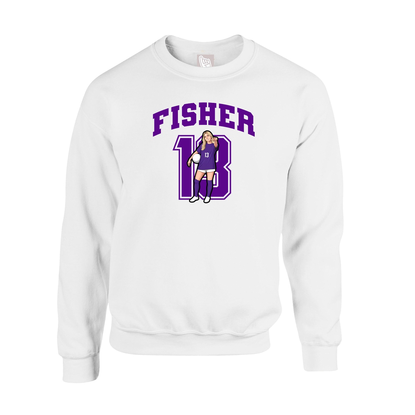 Fleece Crew — Number in White