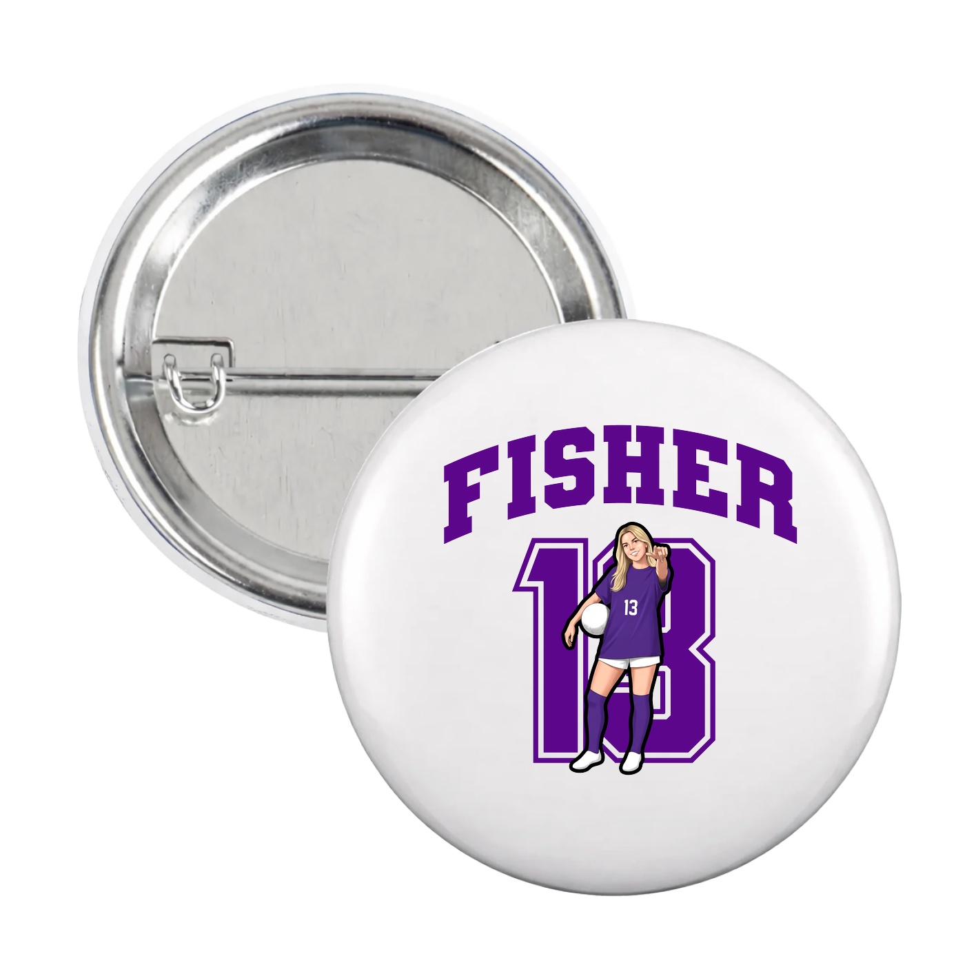 Game Day Button — Number in White