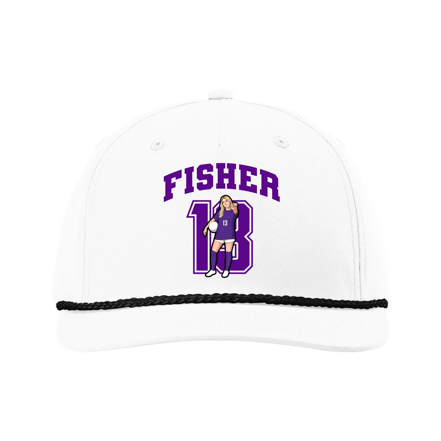 Five-Panel Classic Rope Cap — Number in White