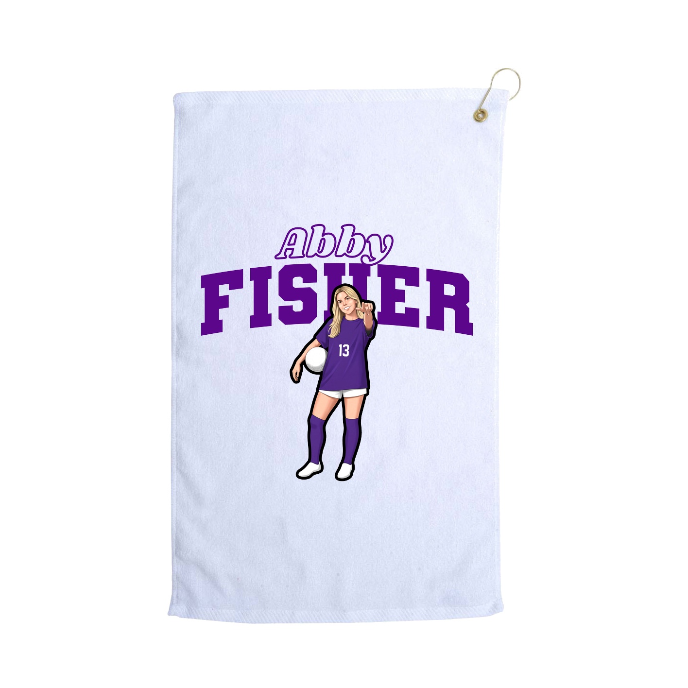Golf Towel — Name Arch in White