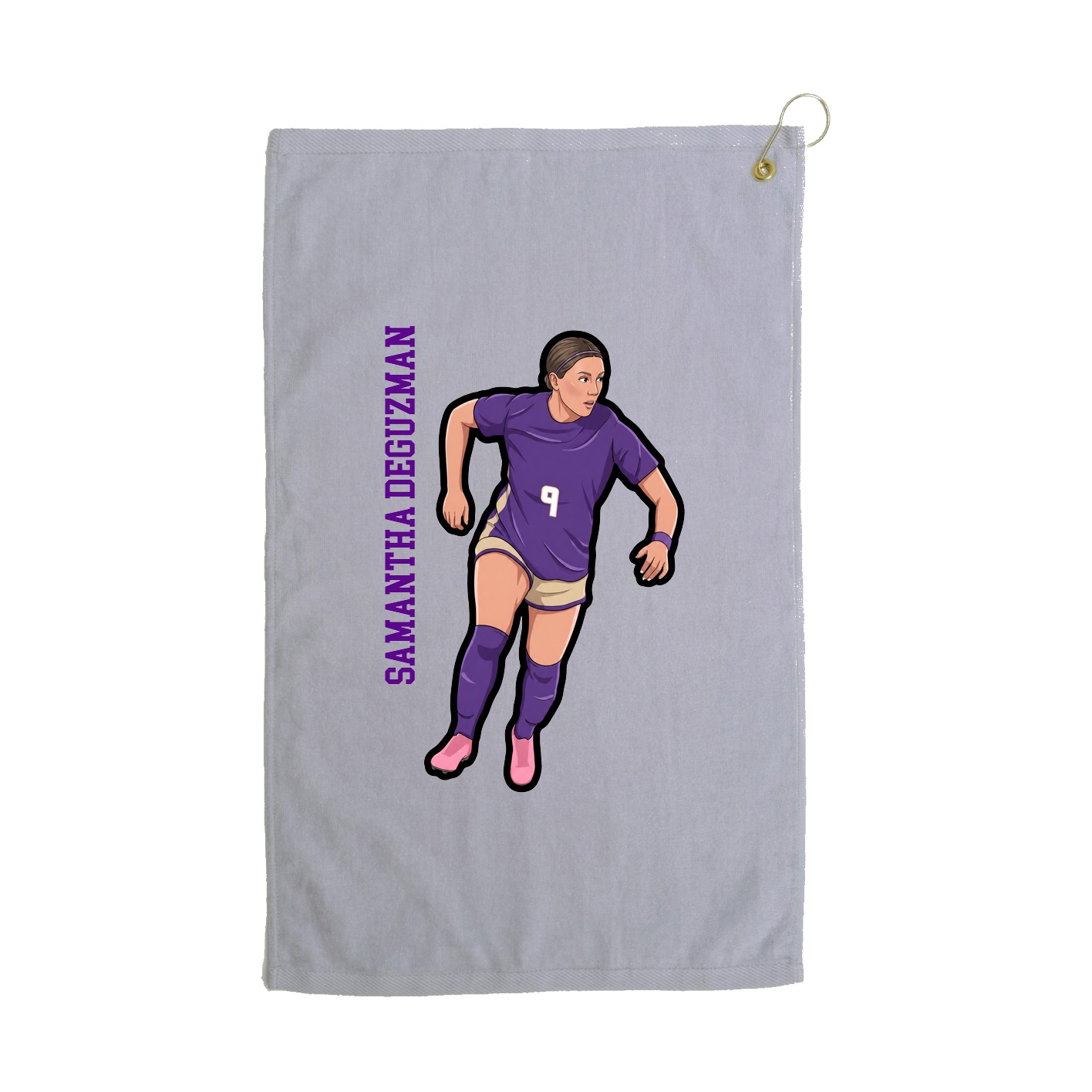 Golf Towel — Name Vertical in Grey