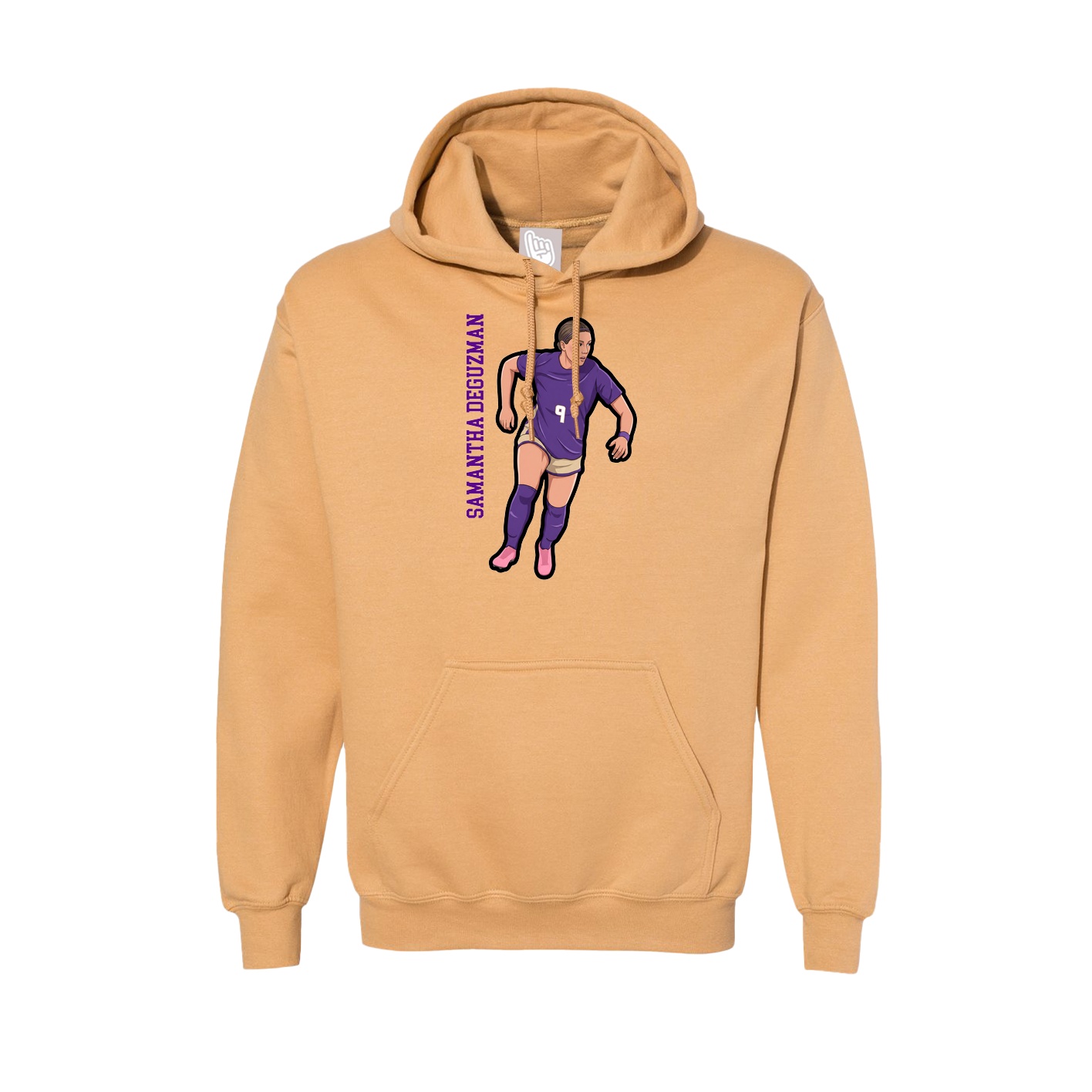 Hoodie — Name Vertical in Vegas Gold