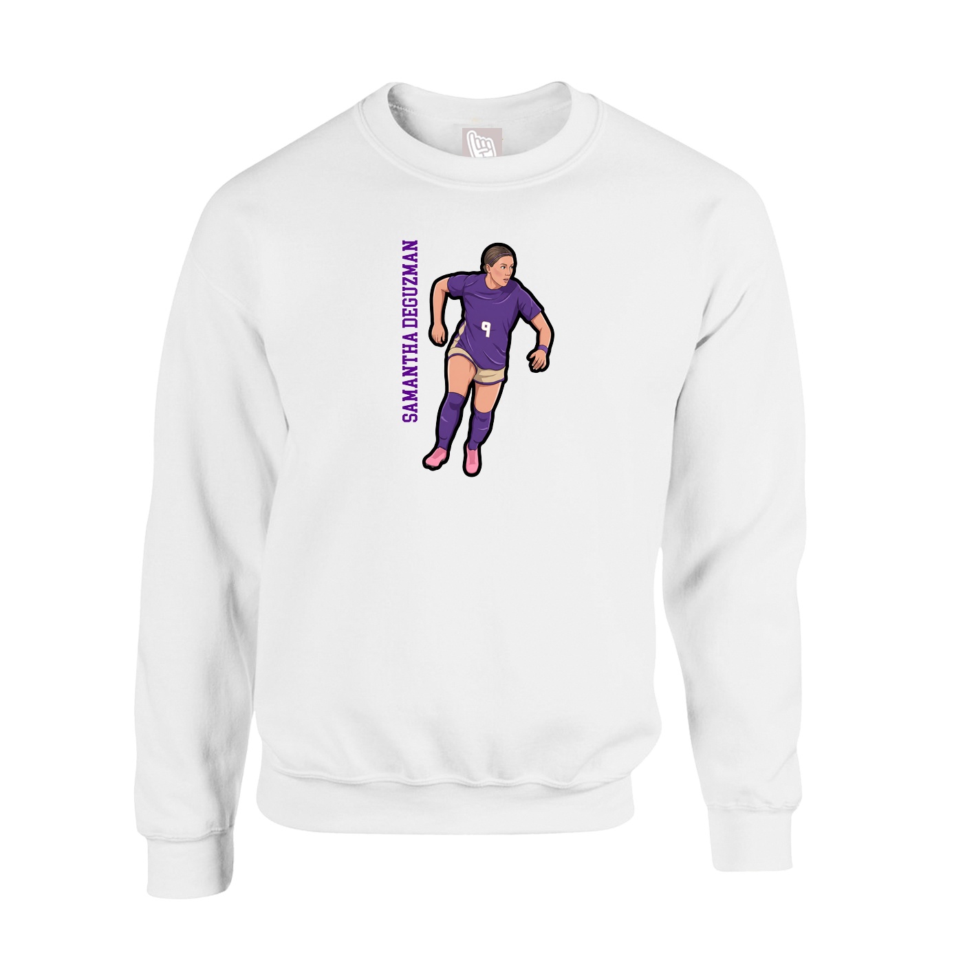 Fleece Crew — Name Vertical in White