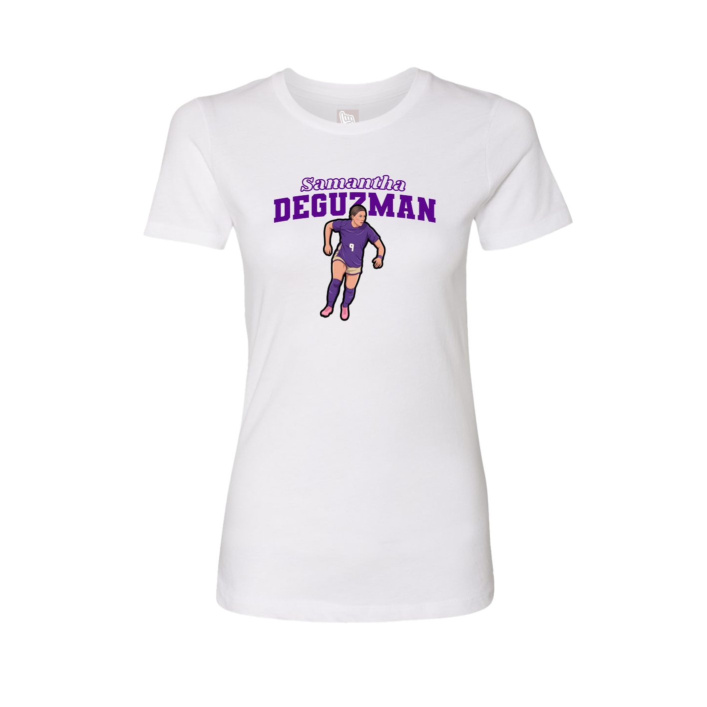 Fitted Women's Tee — Name Arch in White