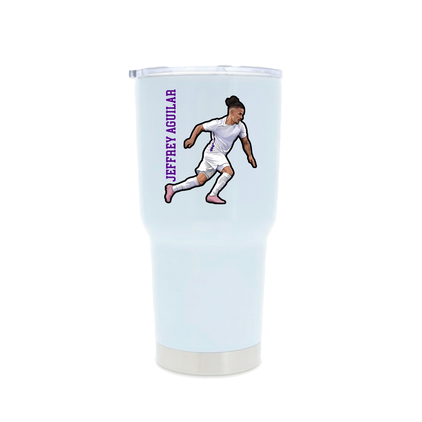 30oz Stainless Steel Tumbler — Name Vertical in White