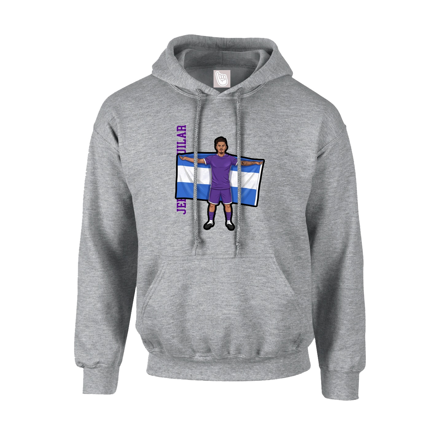 Youth Hoodie — Name Vertical in Grey