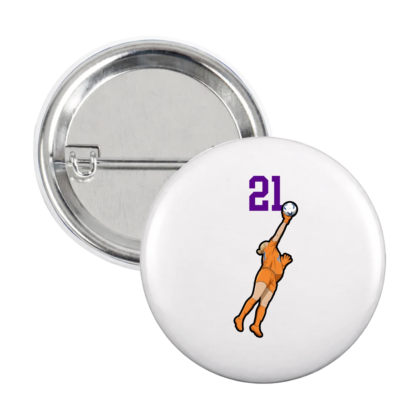 Game Day Button — Number Top in White